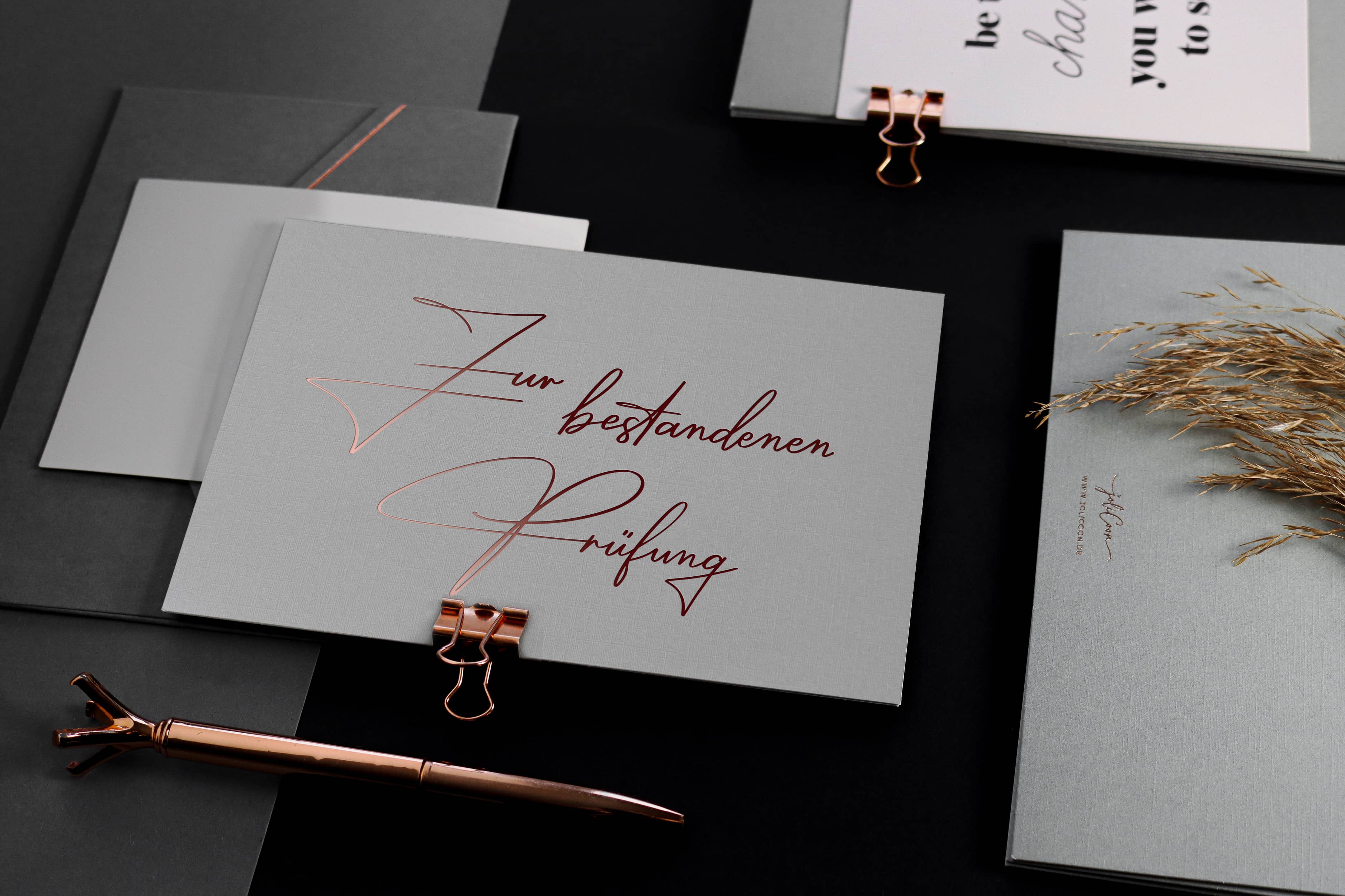 Zur bestandenen Prüfung Karte Geschenk mit Kuvert und Wachssiegel JoliCoon