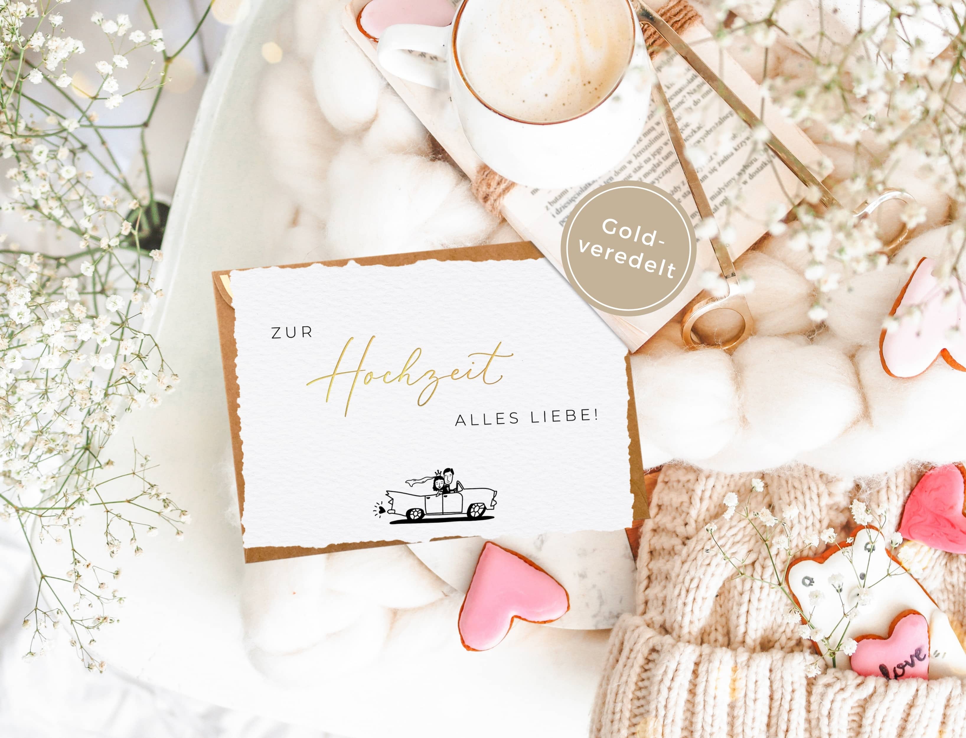 Zur Hochzeit alles Liebe Hochzeitskarte handgerissen