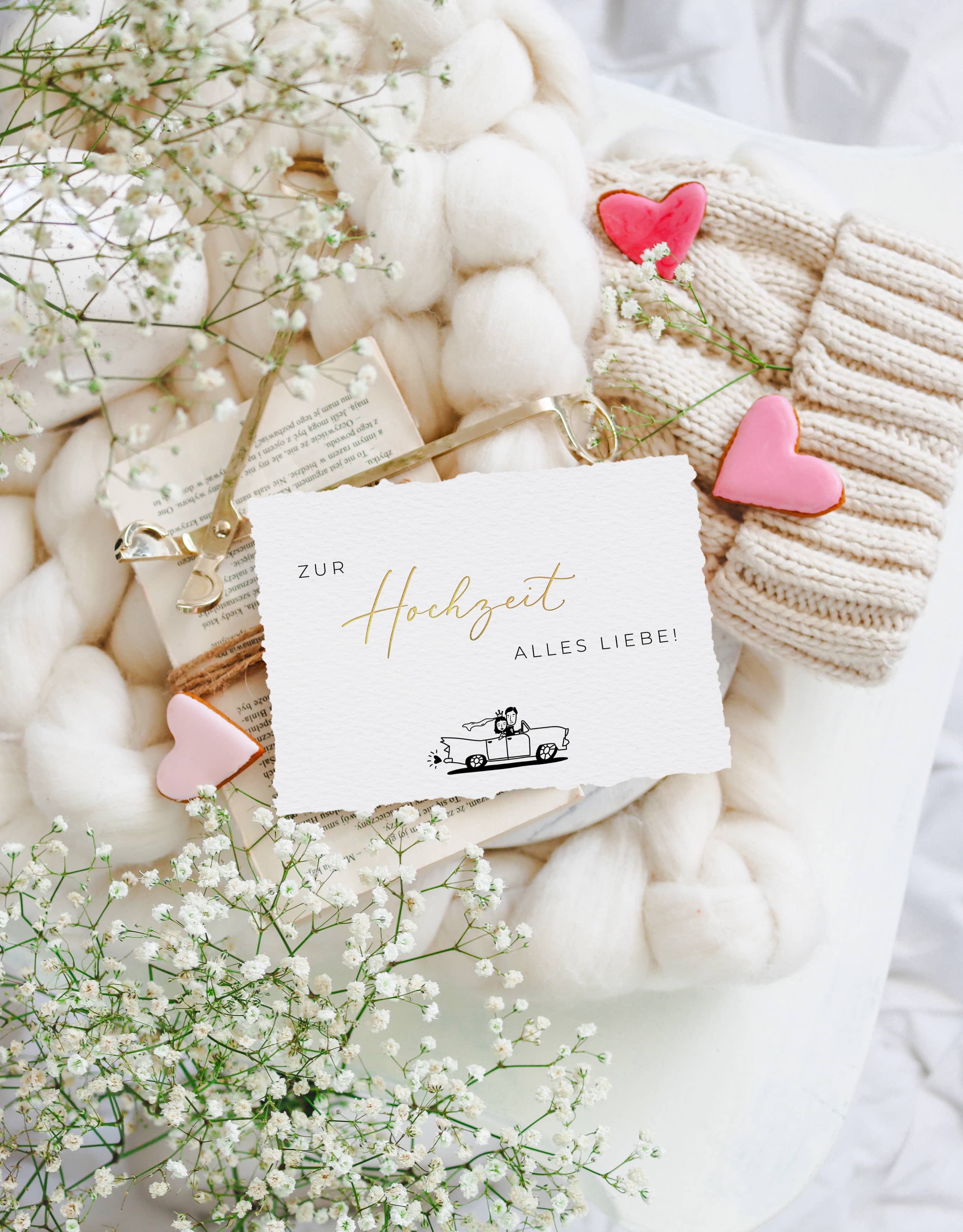 Zur Hochzeit alles Liebe Hochzeitskarte handgerissen