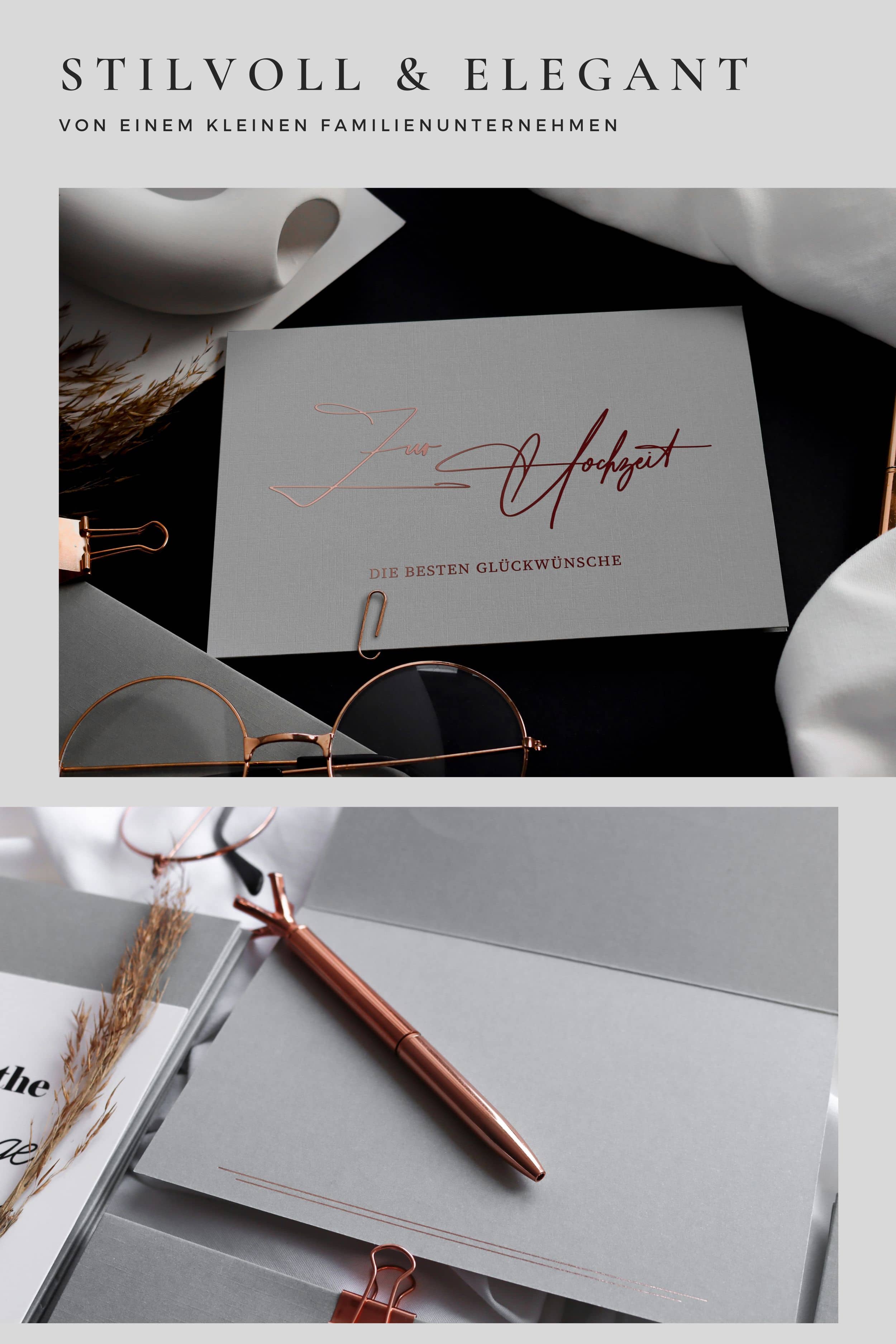 Zur Hochzeit die besten Glückwünsche Hochzeitskarte GREY