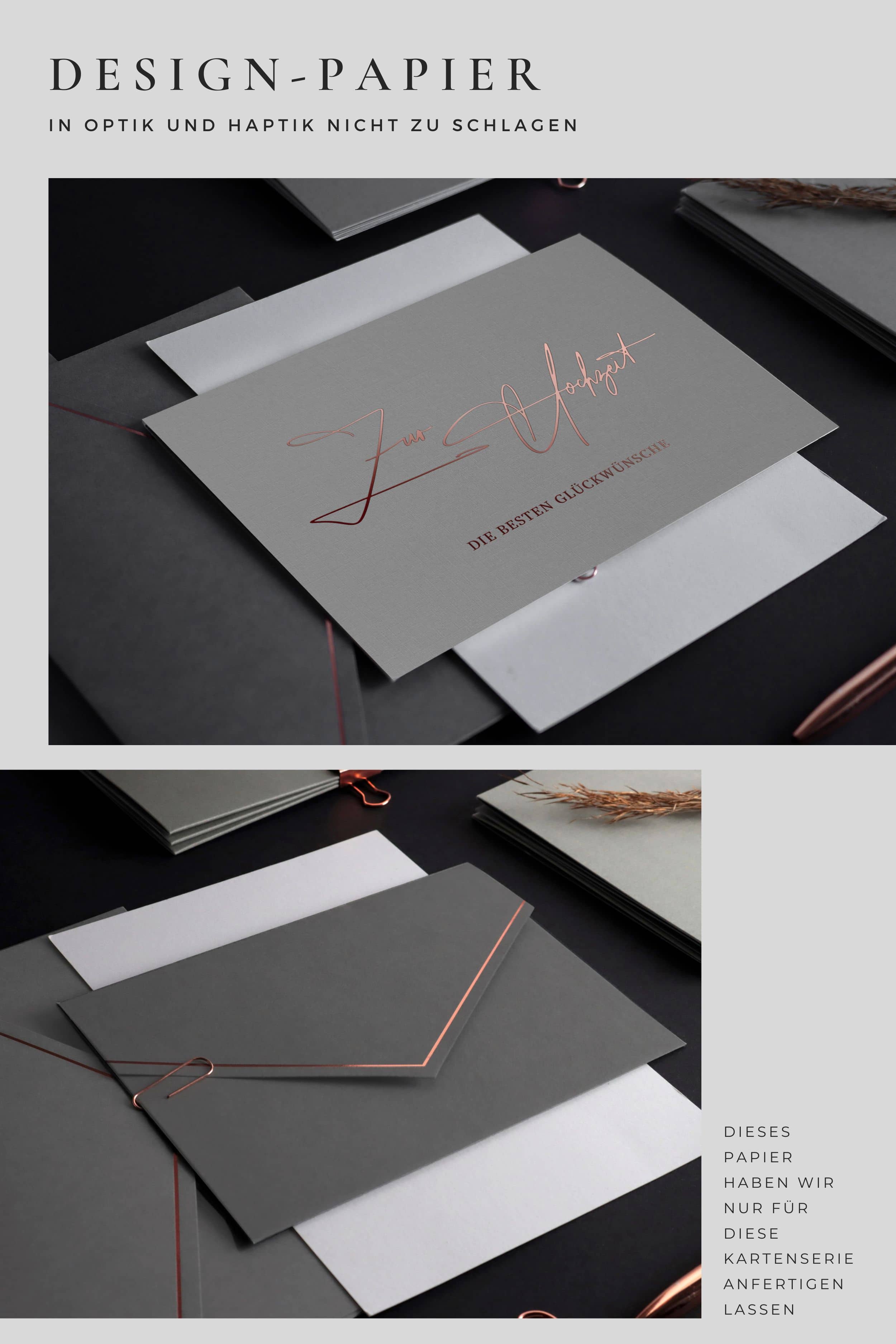 Zur Hochzeit die besten Glückwünsche Hochzeitskarte GREY