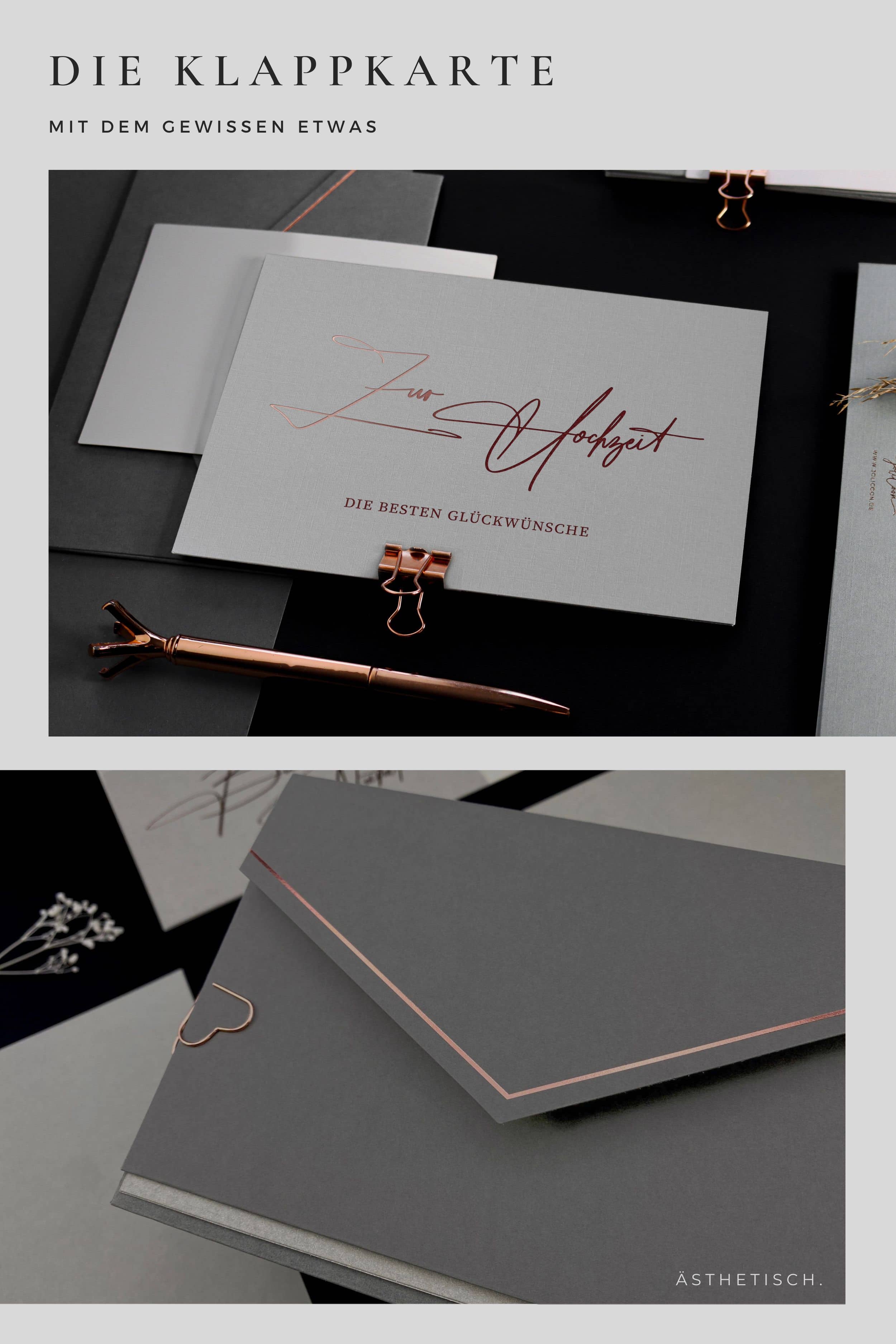 Zur Hochzeit die besten Glückwünsche Hochzeitskarte GREY