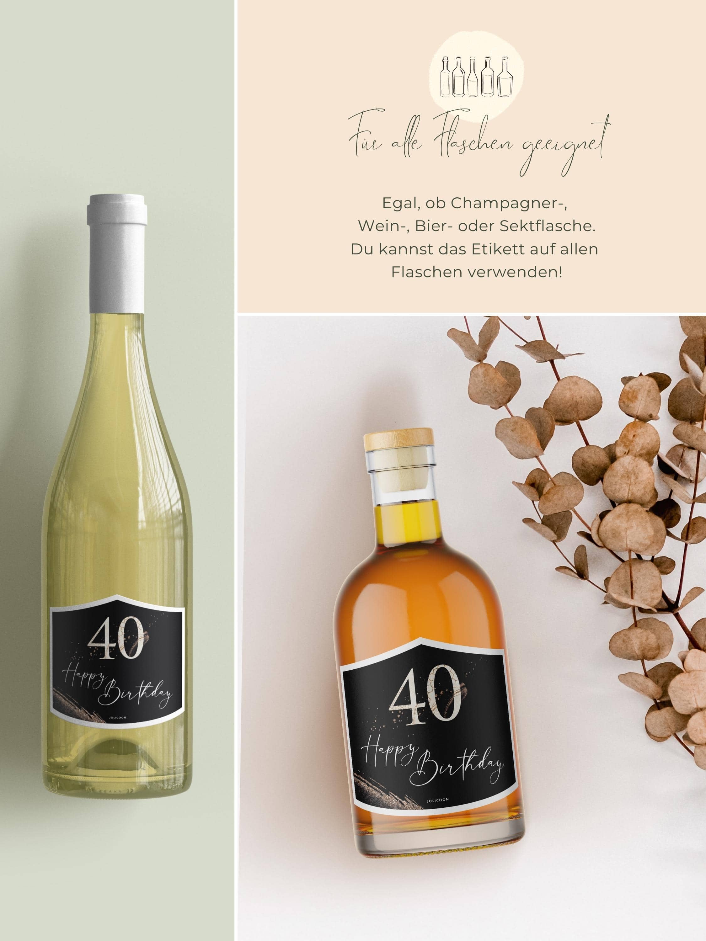 40 Geburtstag Flaschenetikett klein - JoliCoon