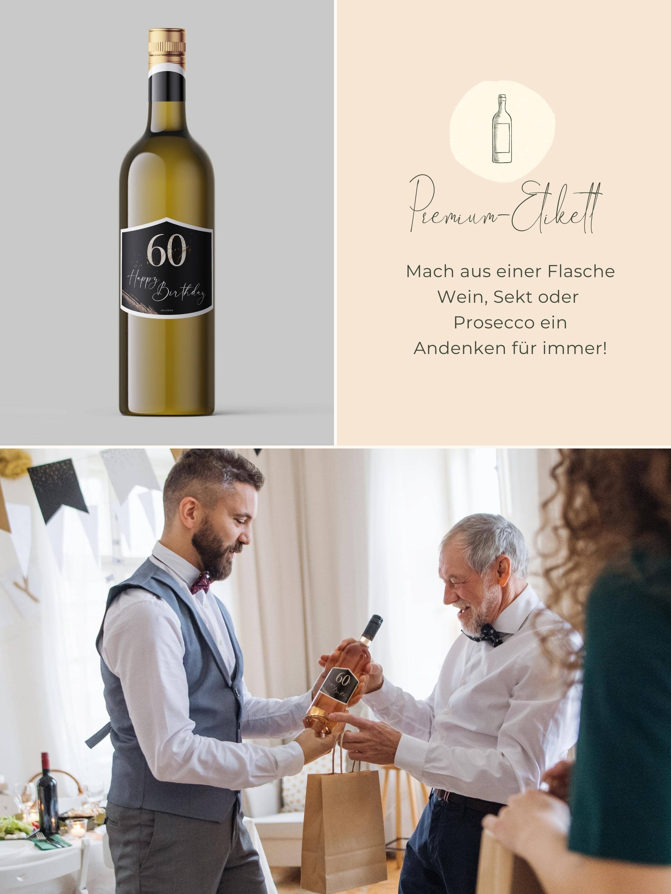 60 Geburtstag Flaschenetikett klein - JoliCoon