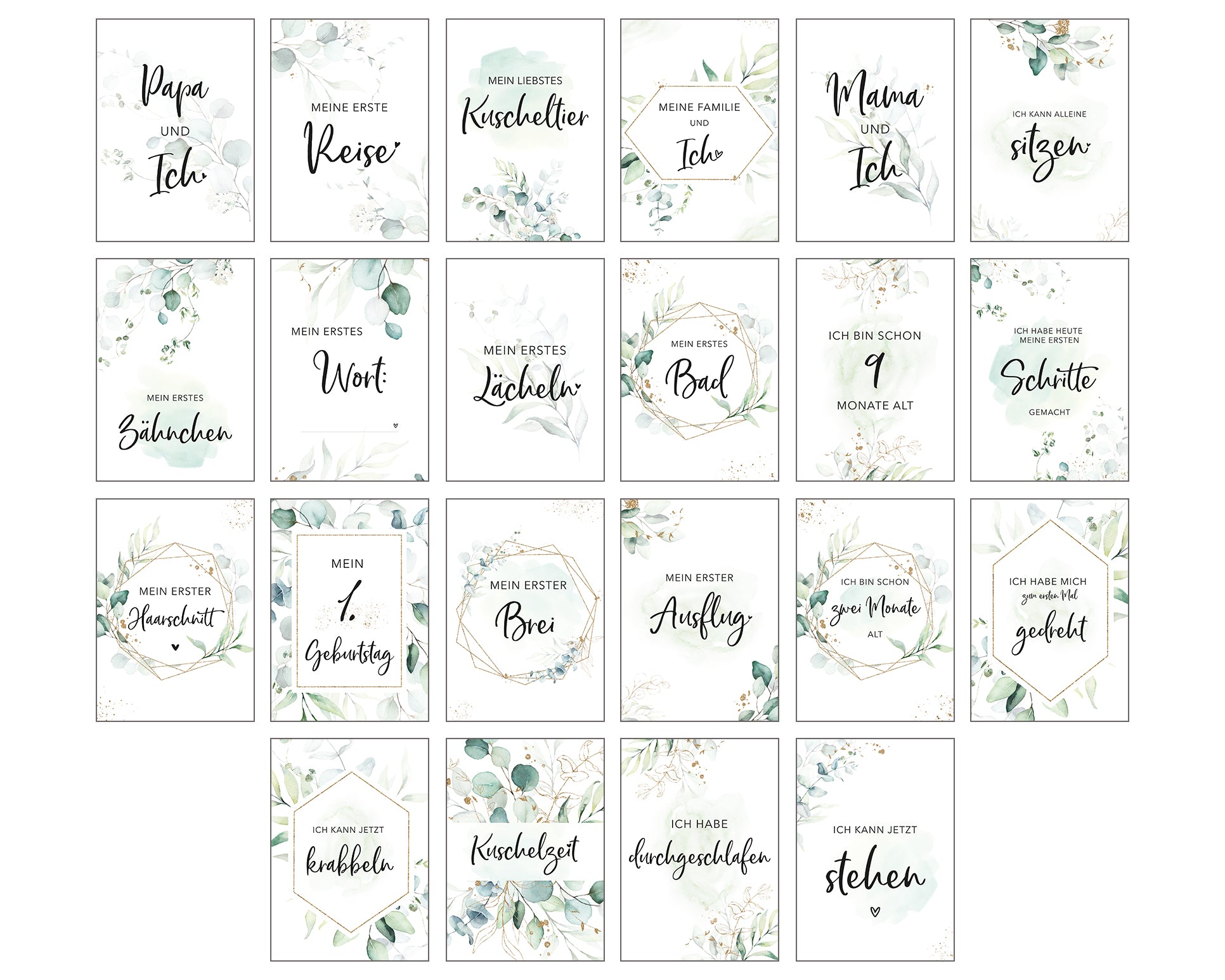 Meilensteinkarte Baby Eukalyptus