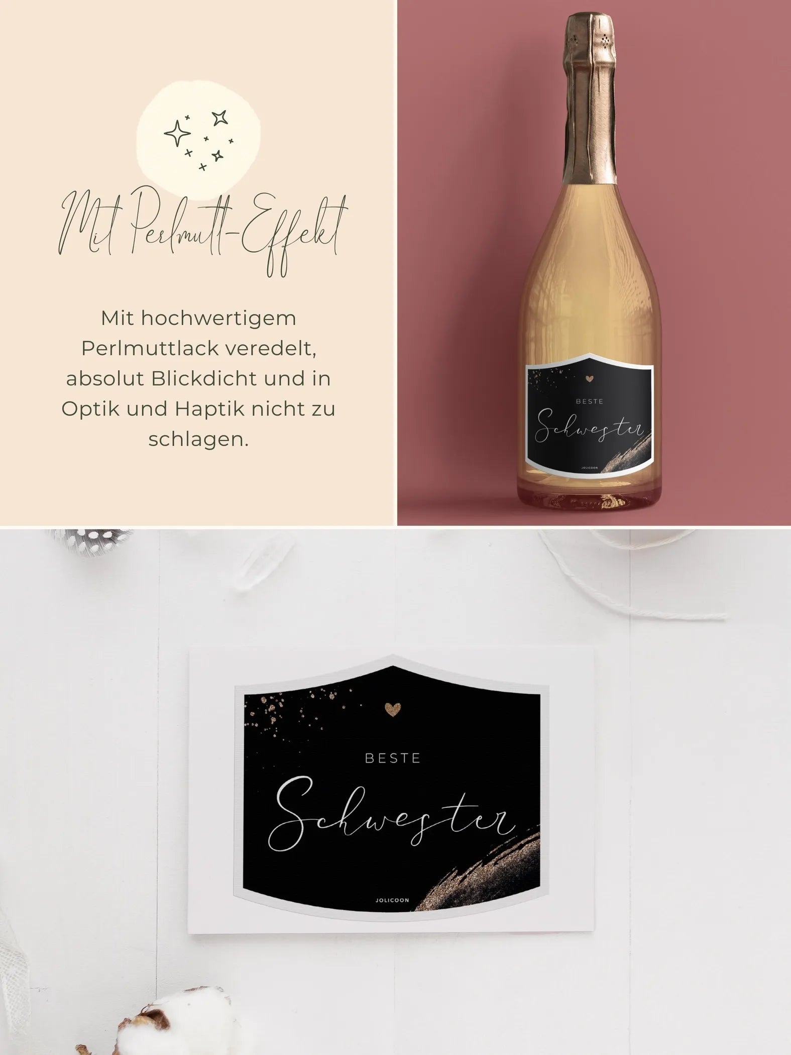 Beste Schwester Flaschenetikett klein - JoliCoon