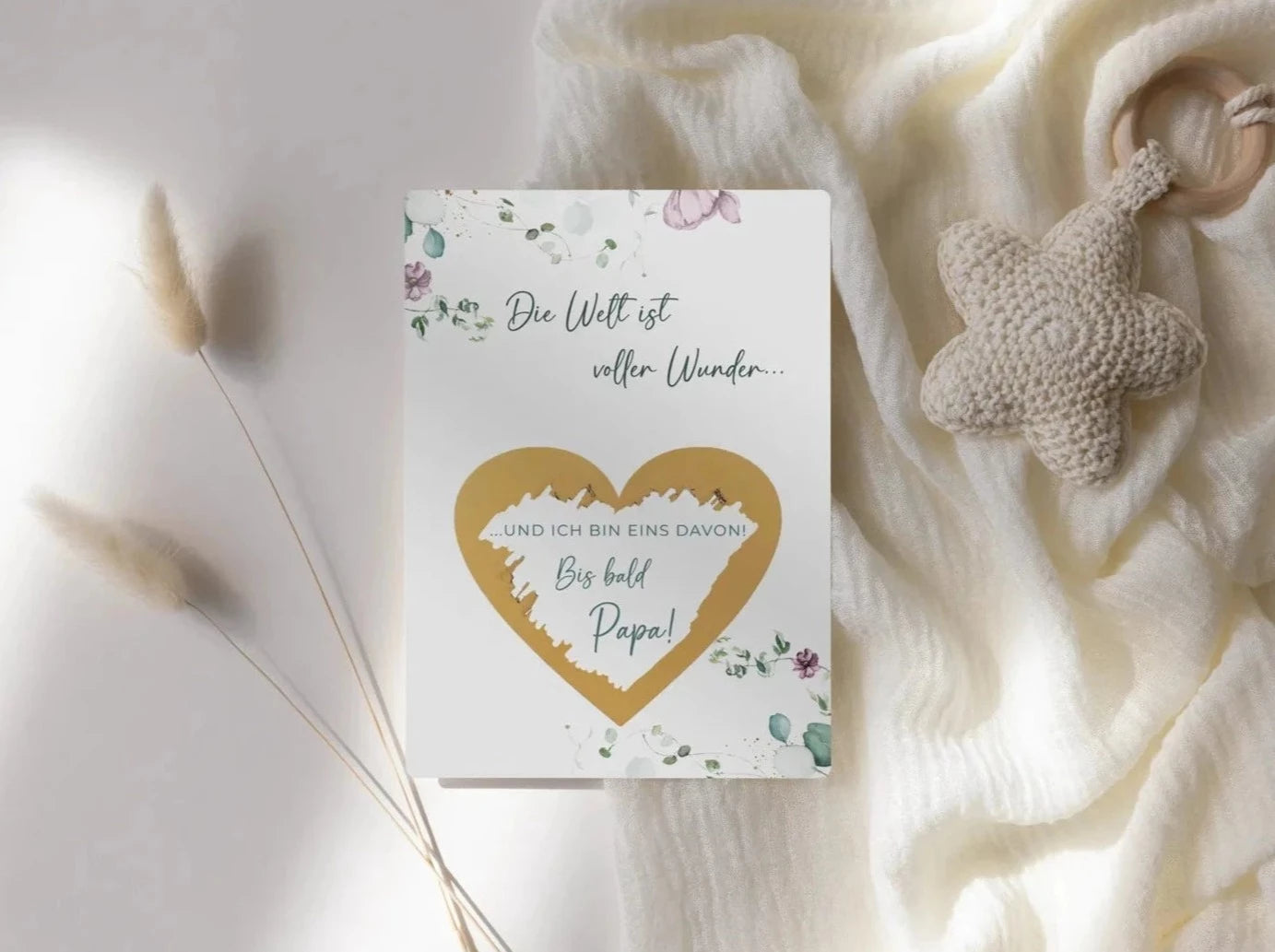 Du wirst Papa Rubbelkarte Eukalyptus