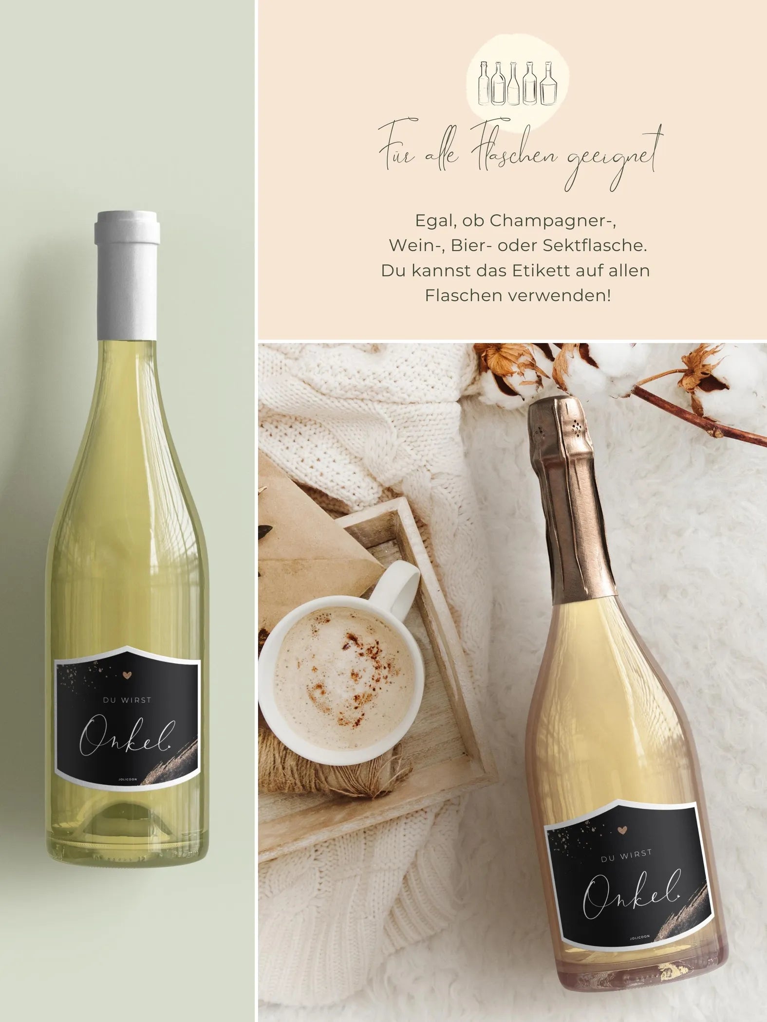 Du wirst Onkel Flaschenetikett klein - JoliCoon