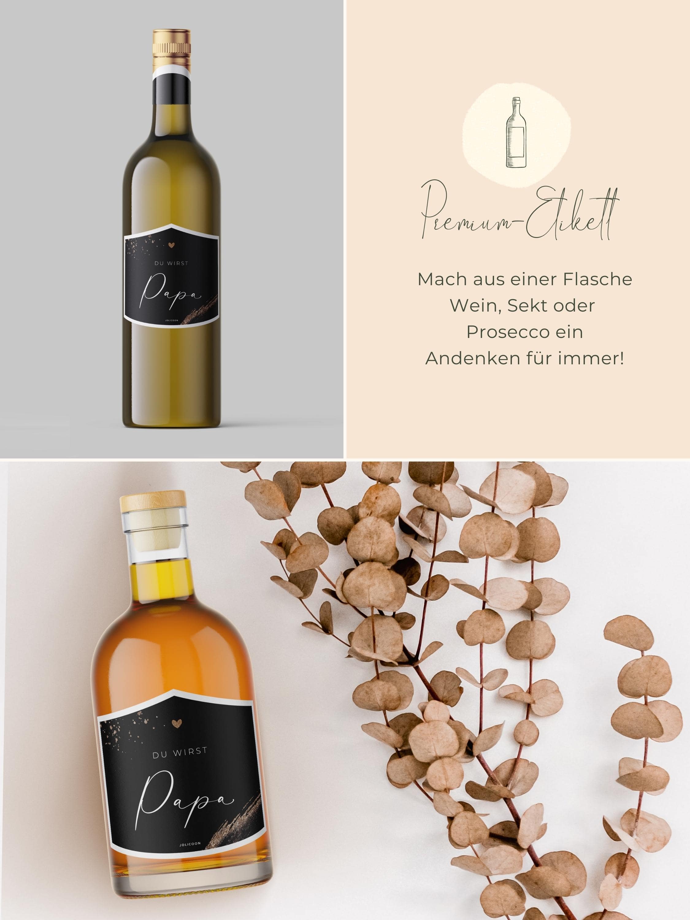 Du wirst Papa Flaschenetikett klein - JoliCoon