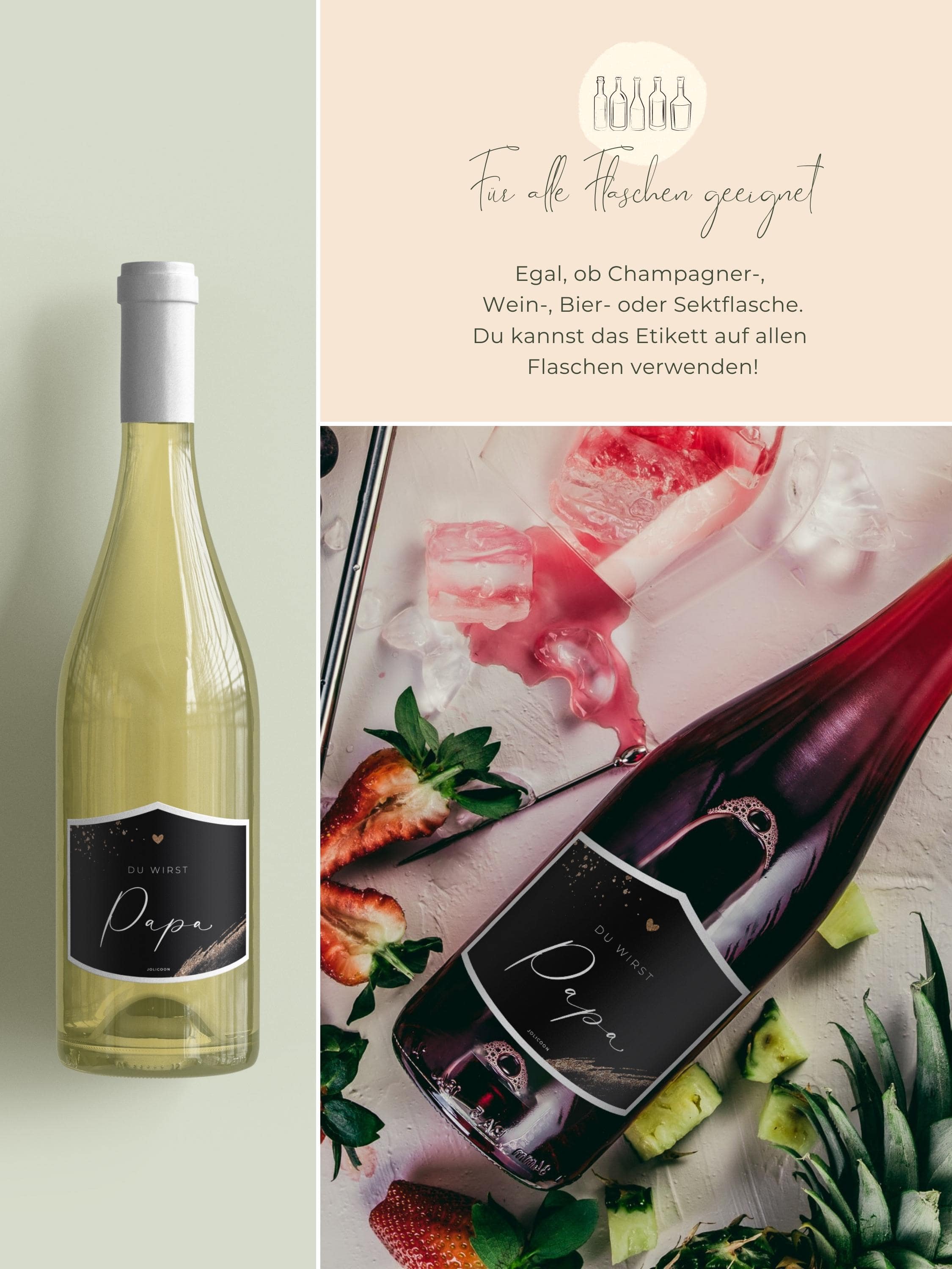 Du wirst Papa Flaschenetikett klein - JoliCoon