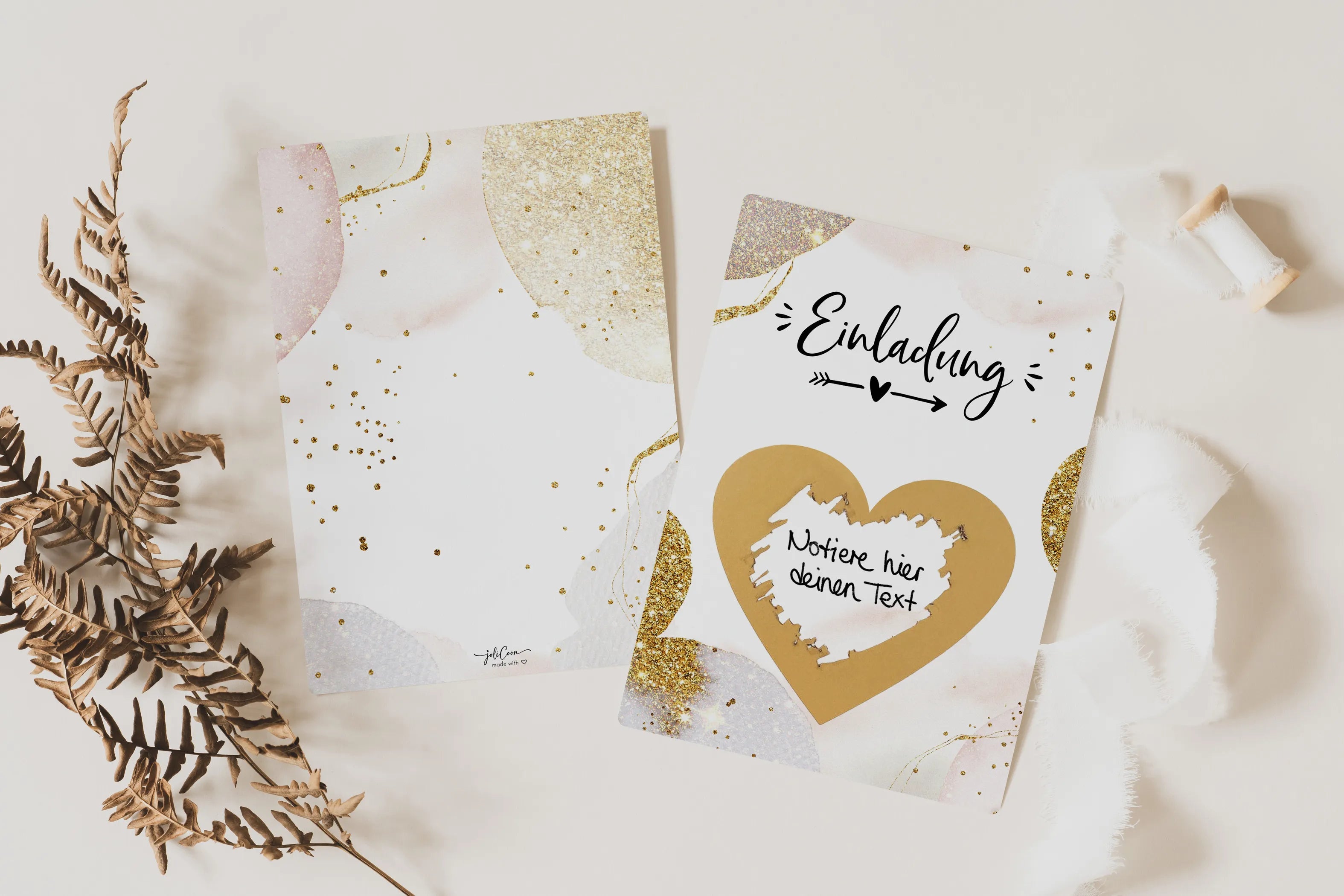 Rubbellose selber machen - Einladung - Golden Glamour - JoliCoon