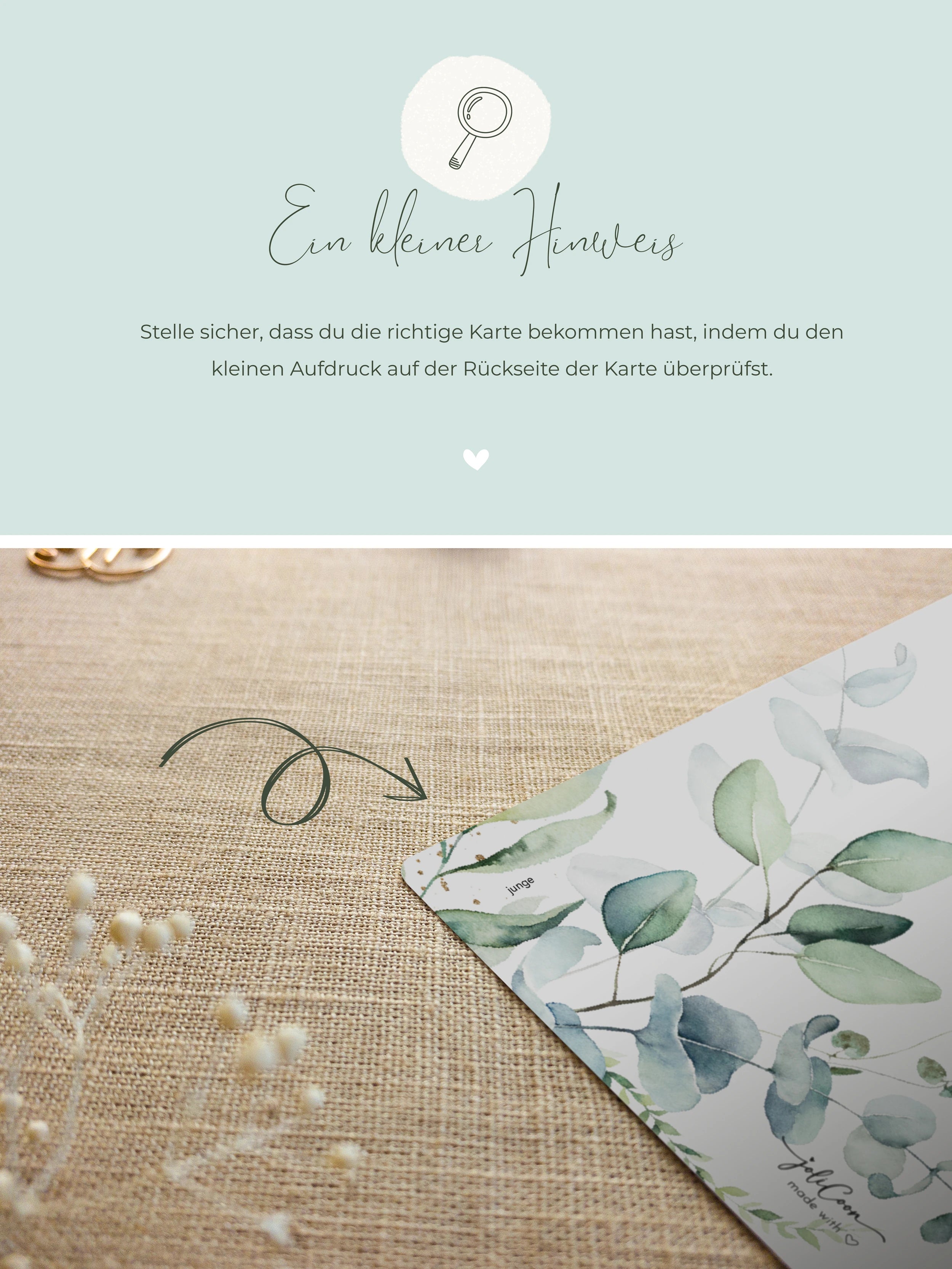 Es wird ein Junge Rubbelkarte Eukalyptus