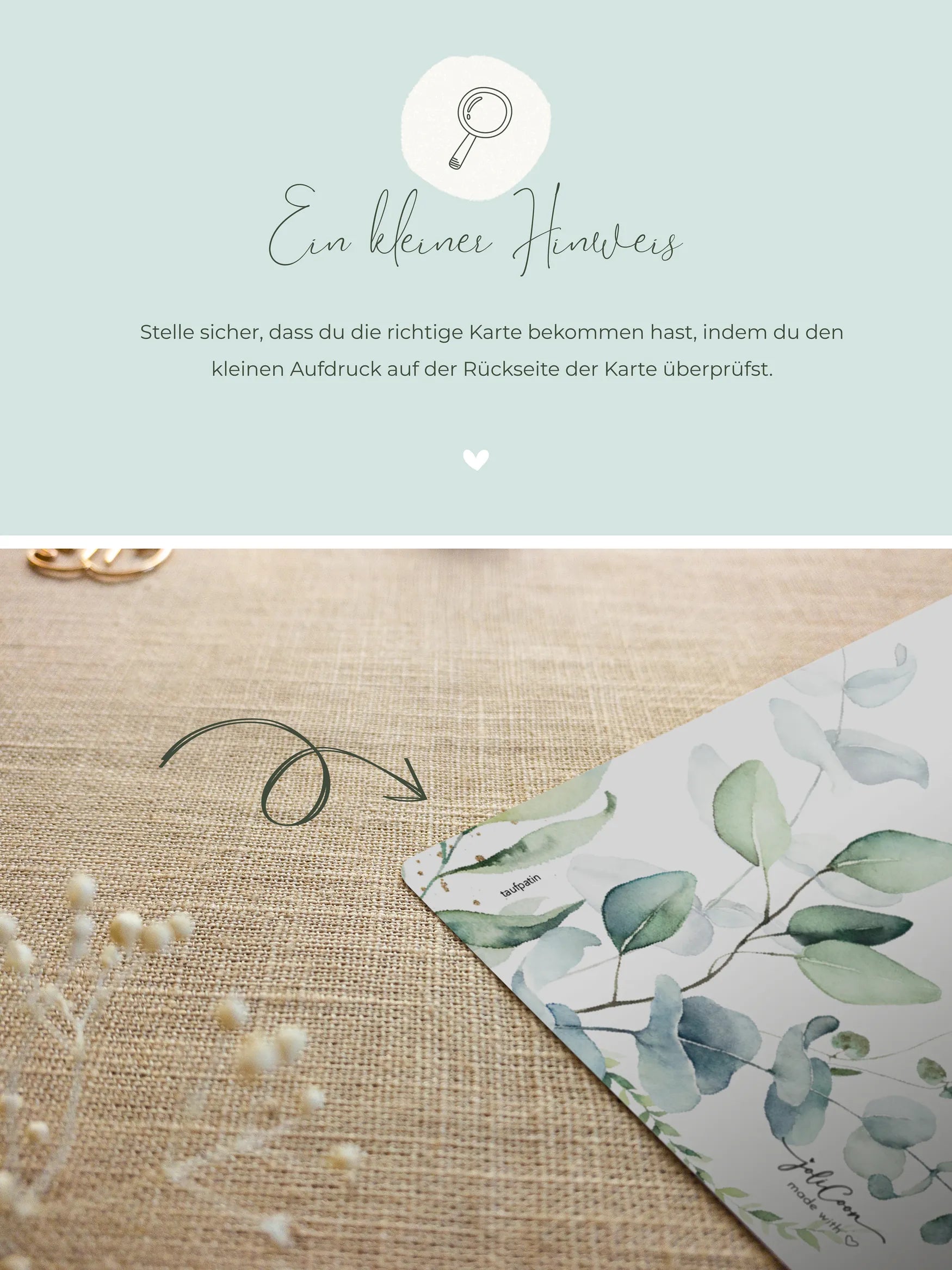 Taufpatin fragen Rubbelkarte Eukalyptus