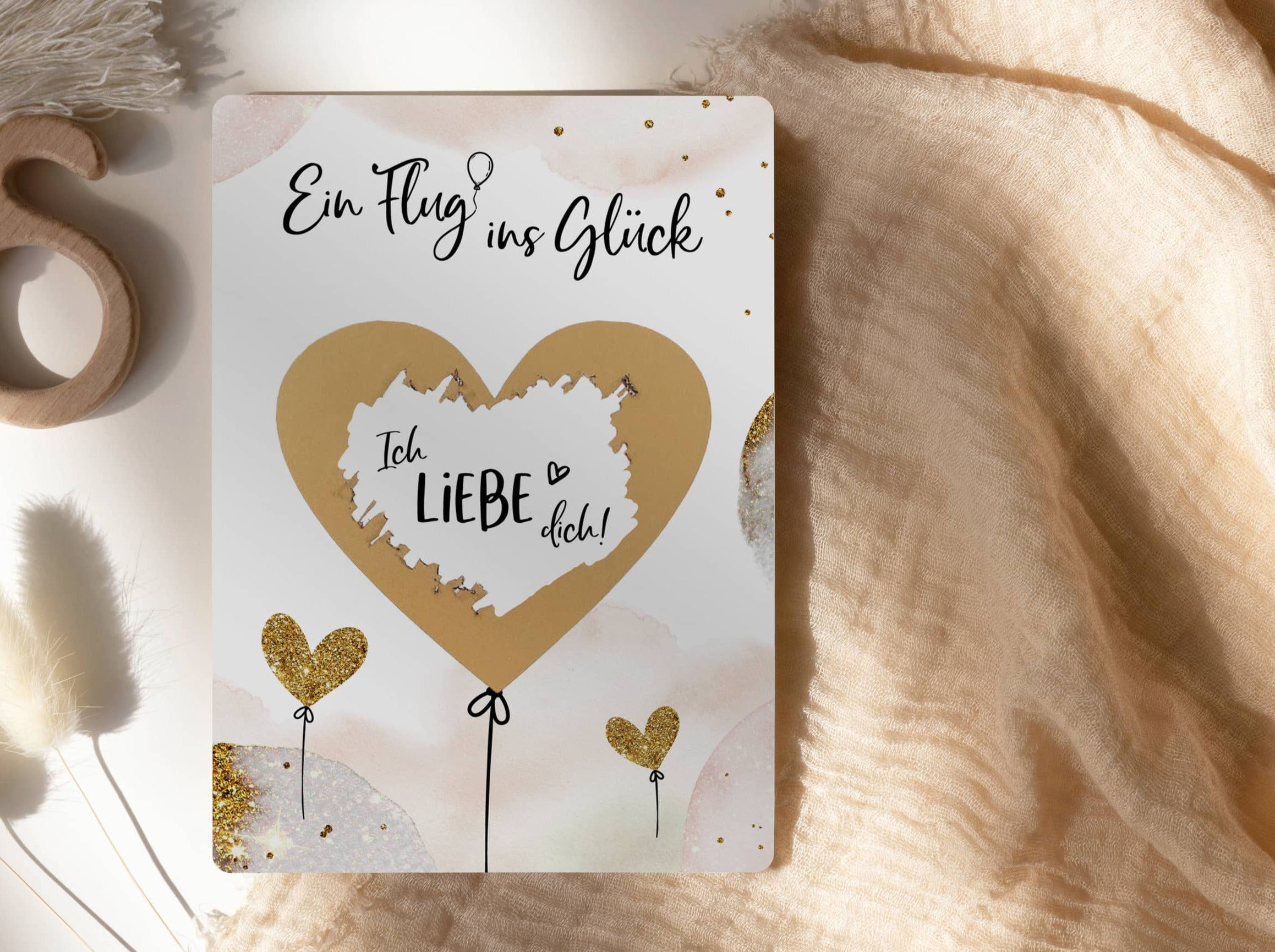 Ich liebe Dich Rubbelkarte Golden Glamour - JoliCoon