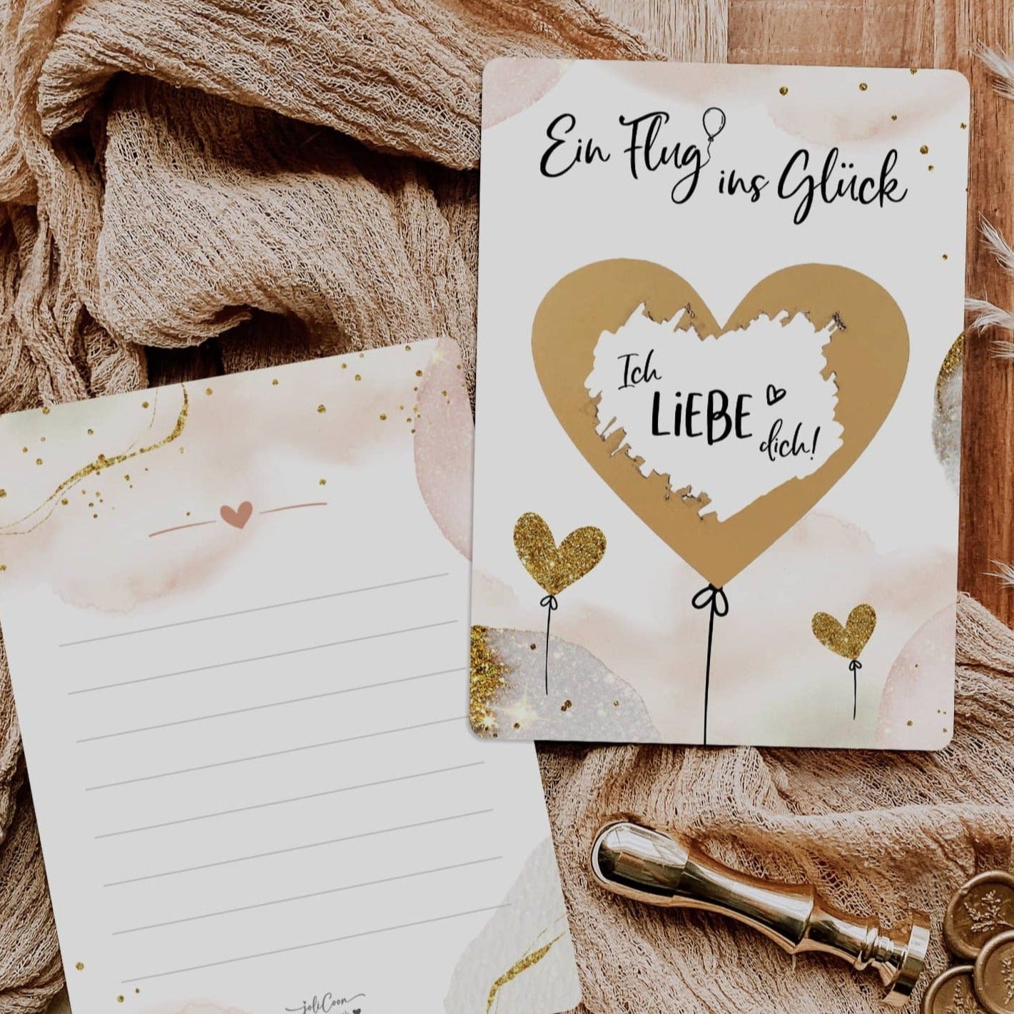Ich liebe Dich Rubbelkarte Golden Glamour - JoliCoon