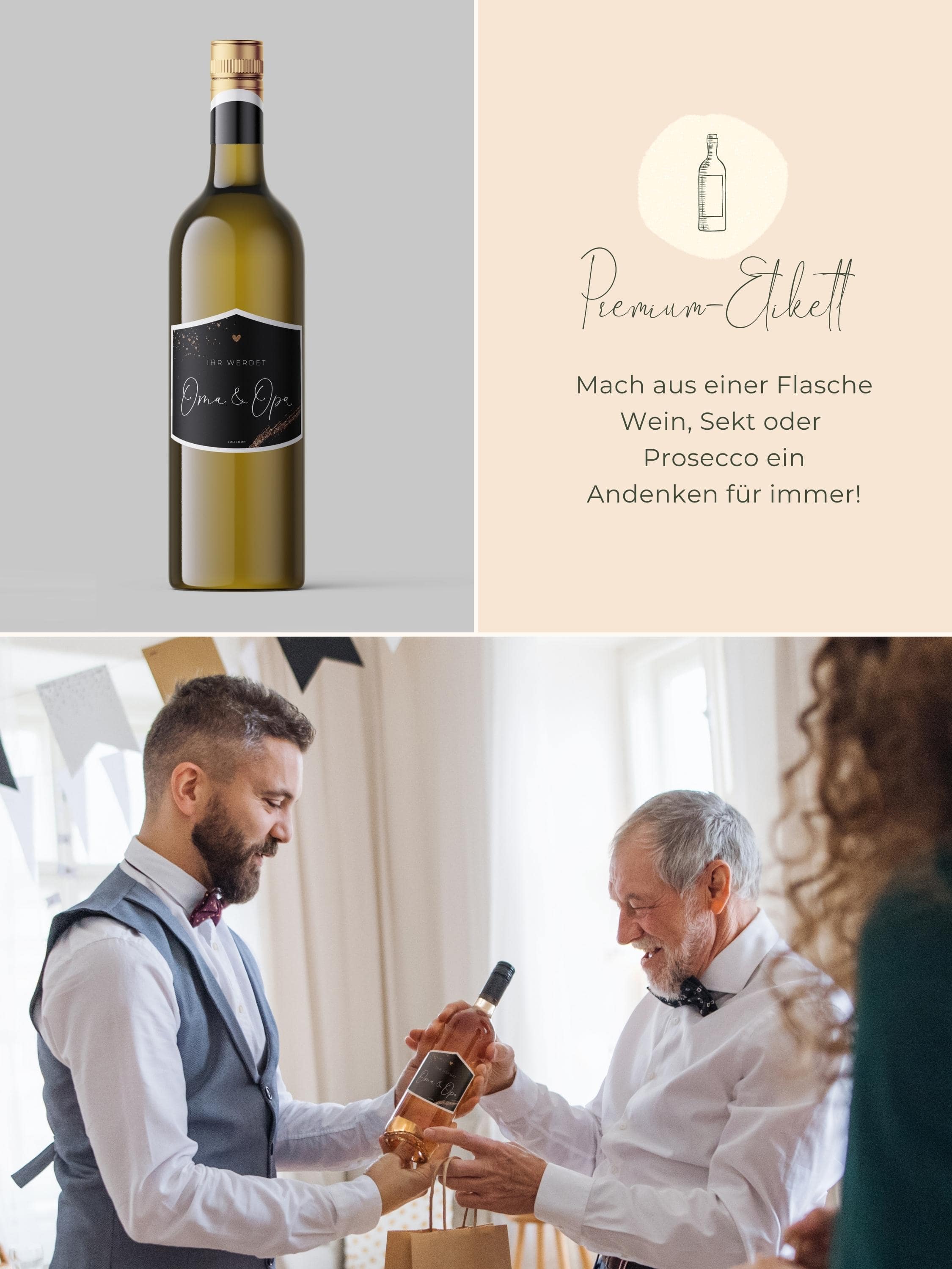 Ihr werdet Oma und Opa Flaschenetikett klein - JoliCoon