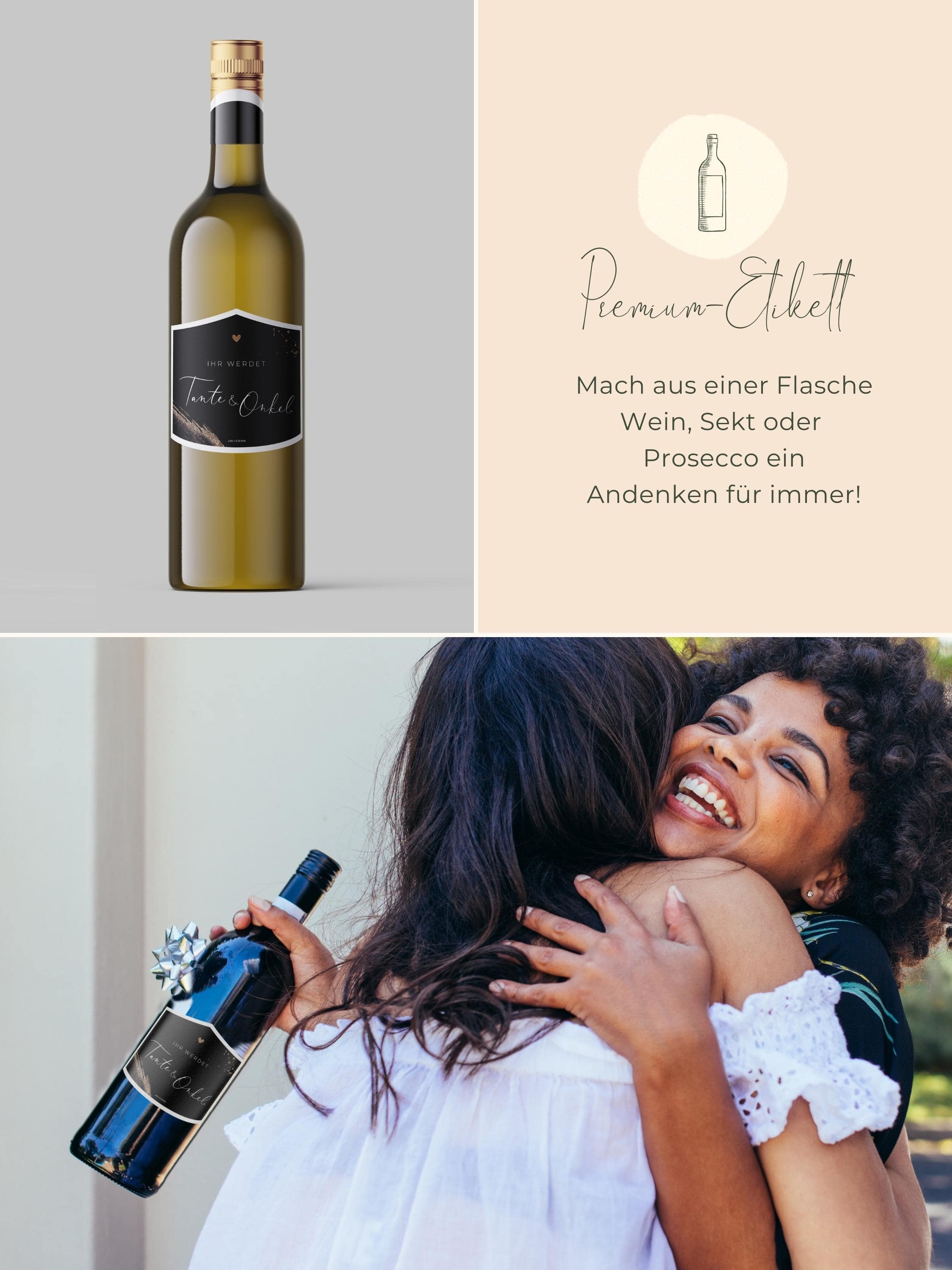 Ihr werdet Tante und Onkel Flaschenetikett klein - JoliCoon