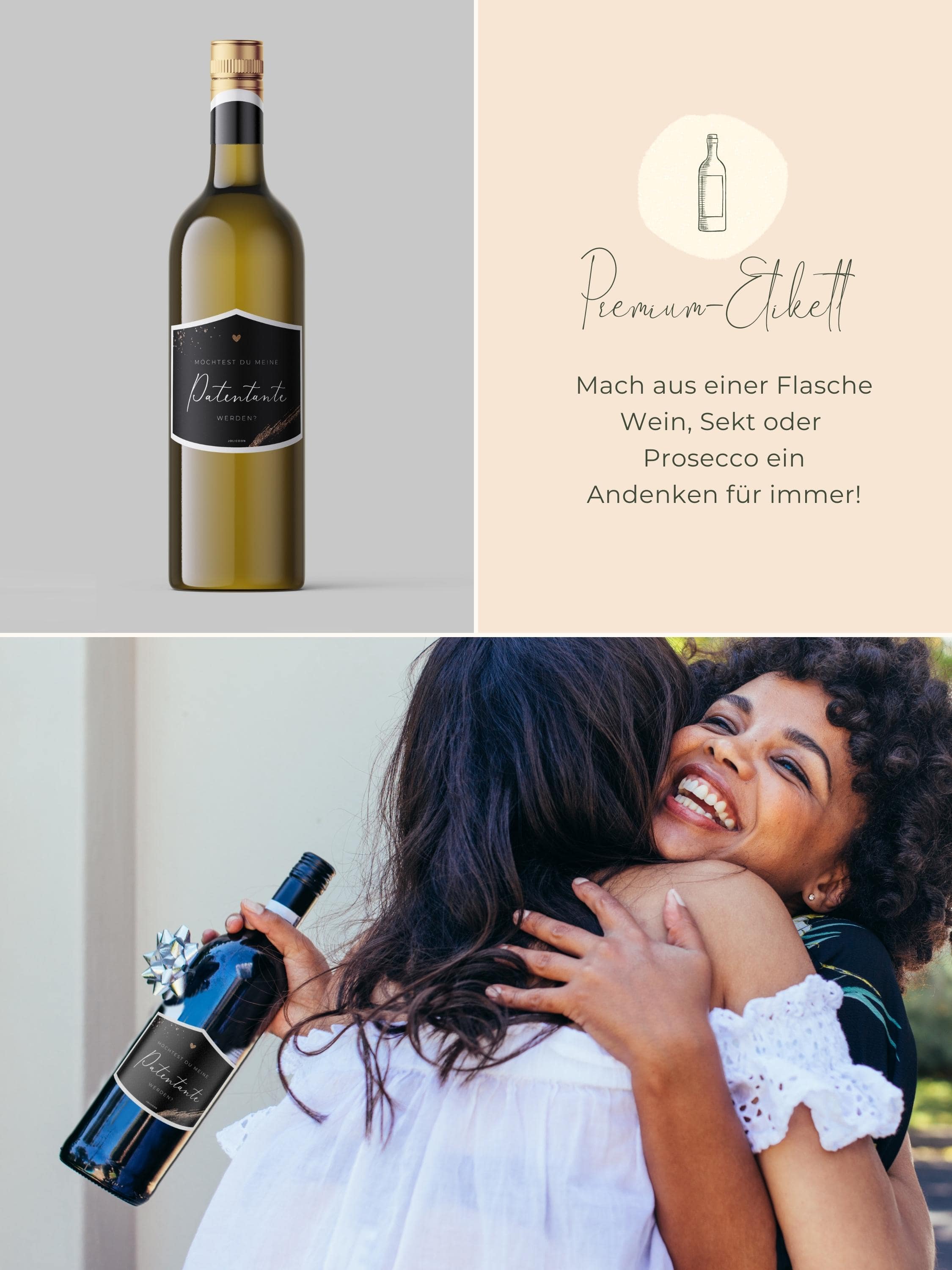 Möchtest du meine Patentante werden Flaschenetikett klein - JoliCoon
