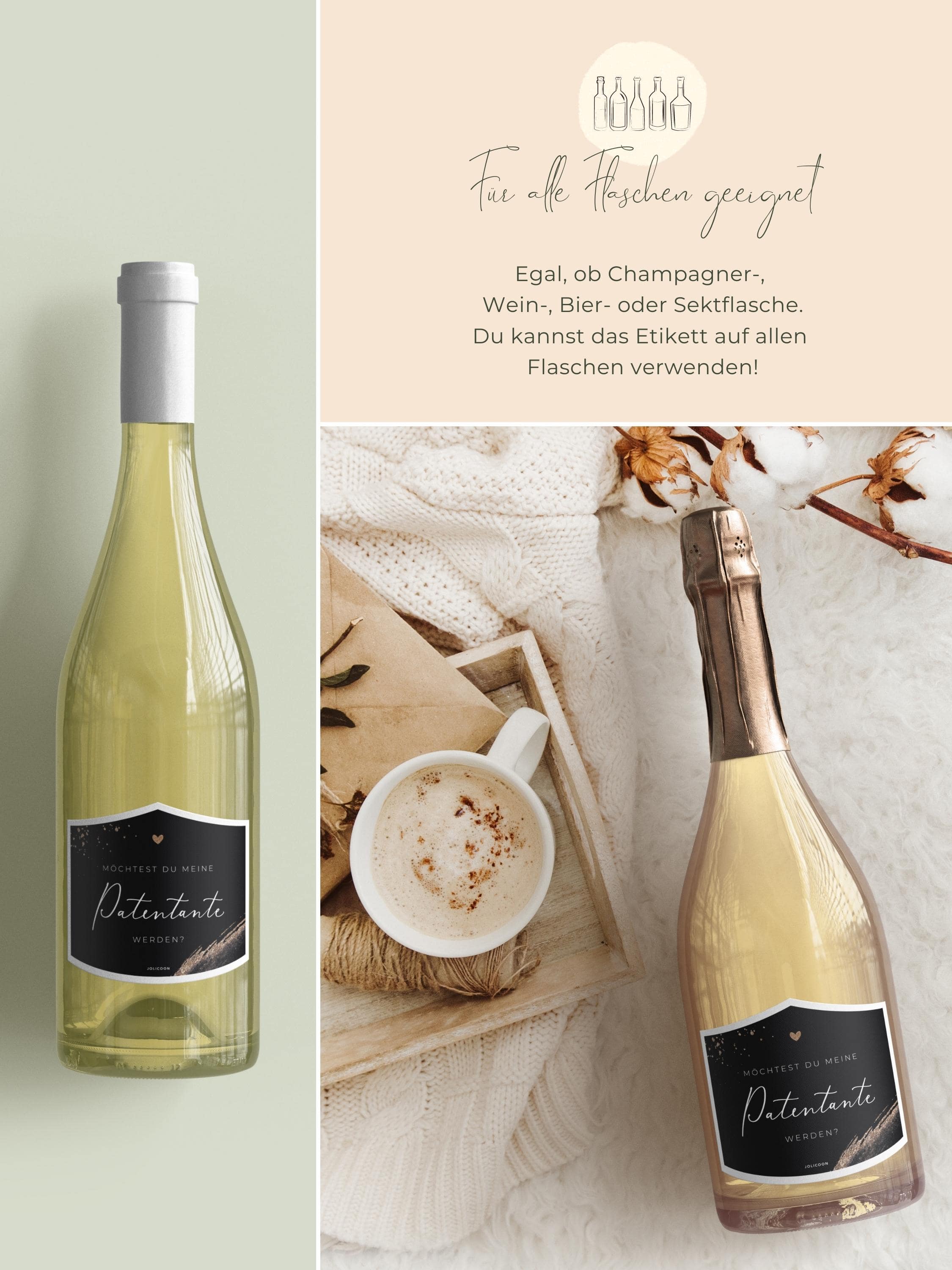 Möchtest du meine Patentante werden Flaschenetikett klein - JoliCoon