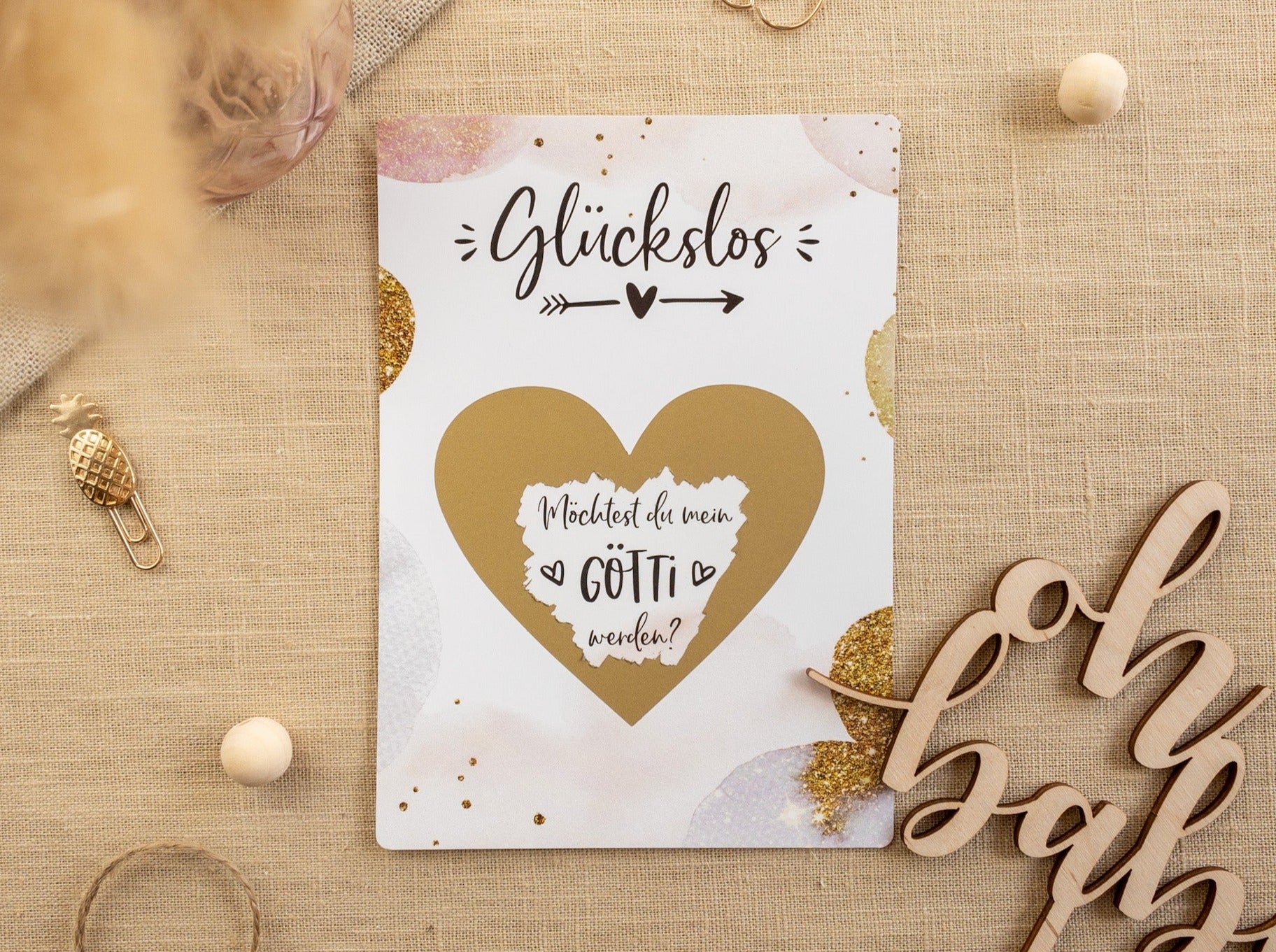 Möchtest du mein Götti werden Rubbelkarte Golden Glamour - JoliCoon