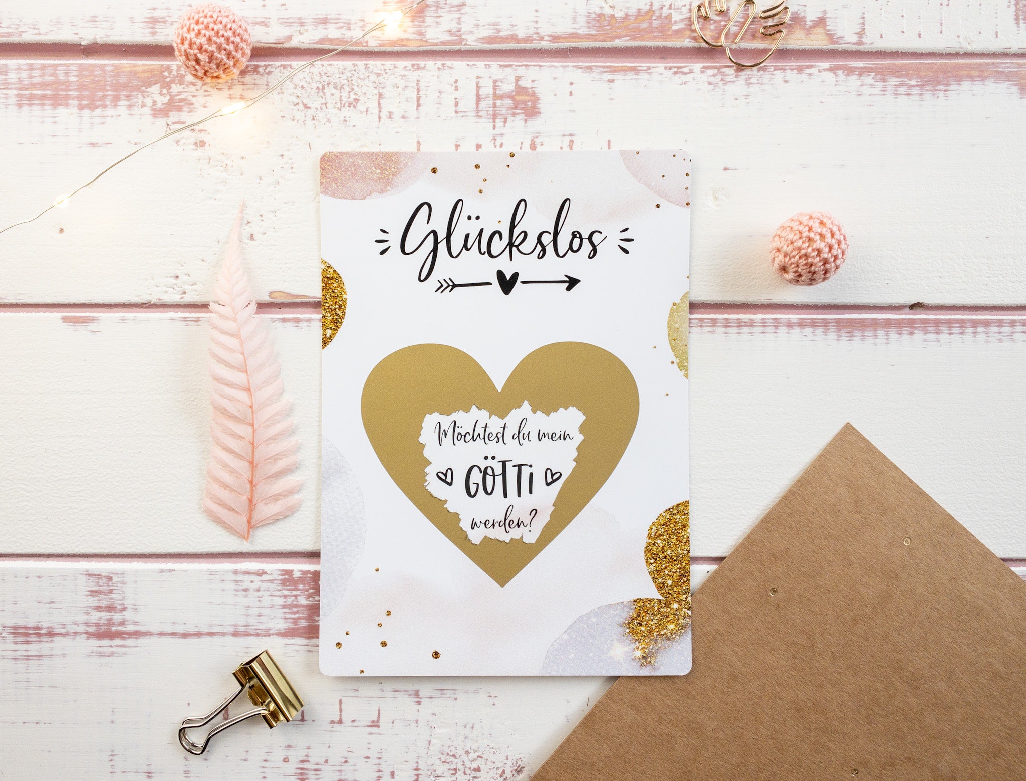 Möchtest du mein Götti werden Rubbelkarte Golden Glamour - JoliCoon