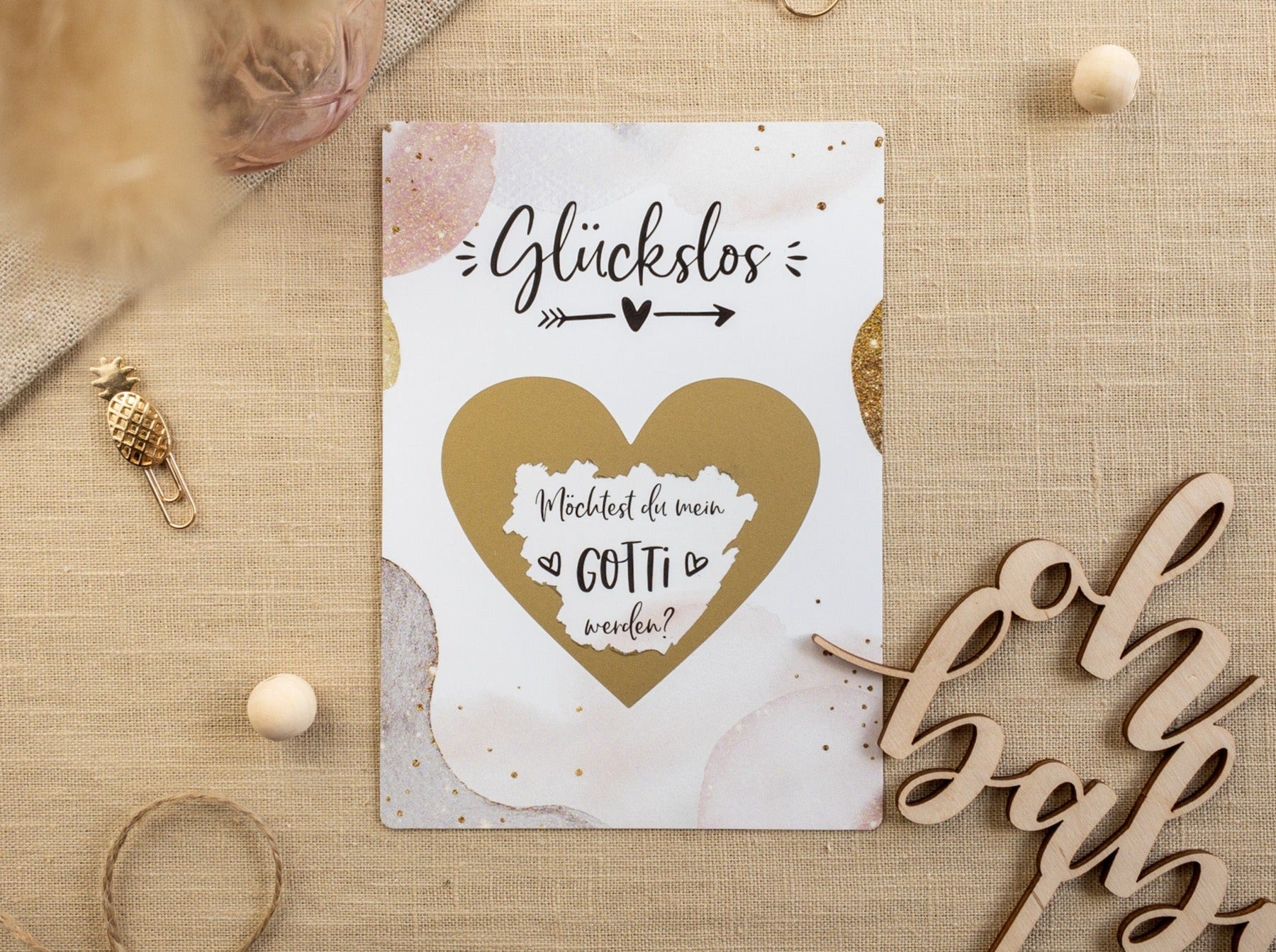 Möchtest du mein Gotti werden Rubbelkarte Golden Glamour - JoliCoon