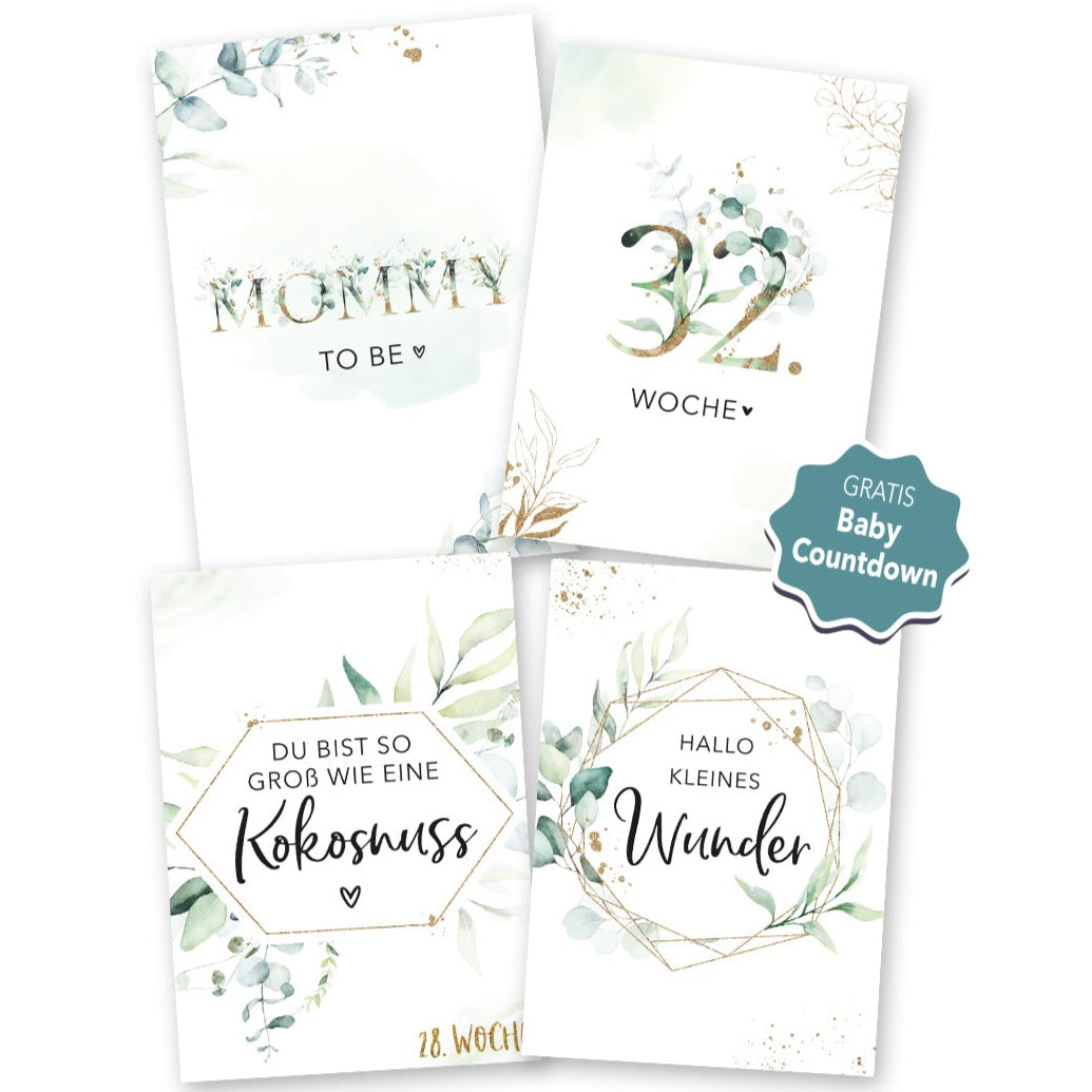 Meilensteinkarten Schwangerschaft Eukalyptus