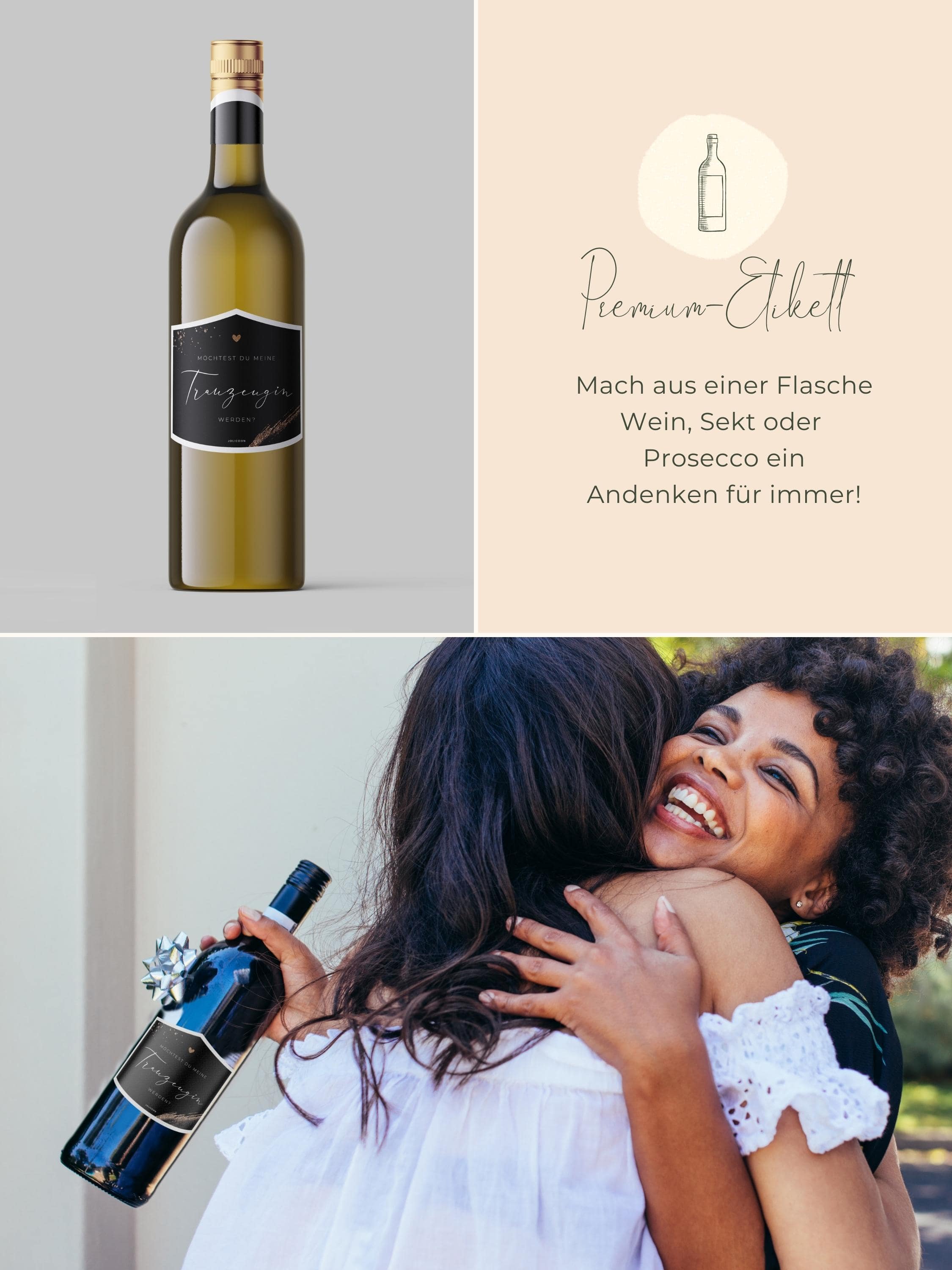 Möchtest du meine Trauzeugin werden Flaschenetikett klein - JoliCoon