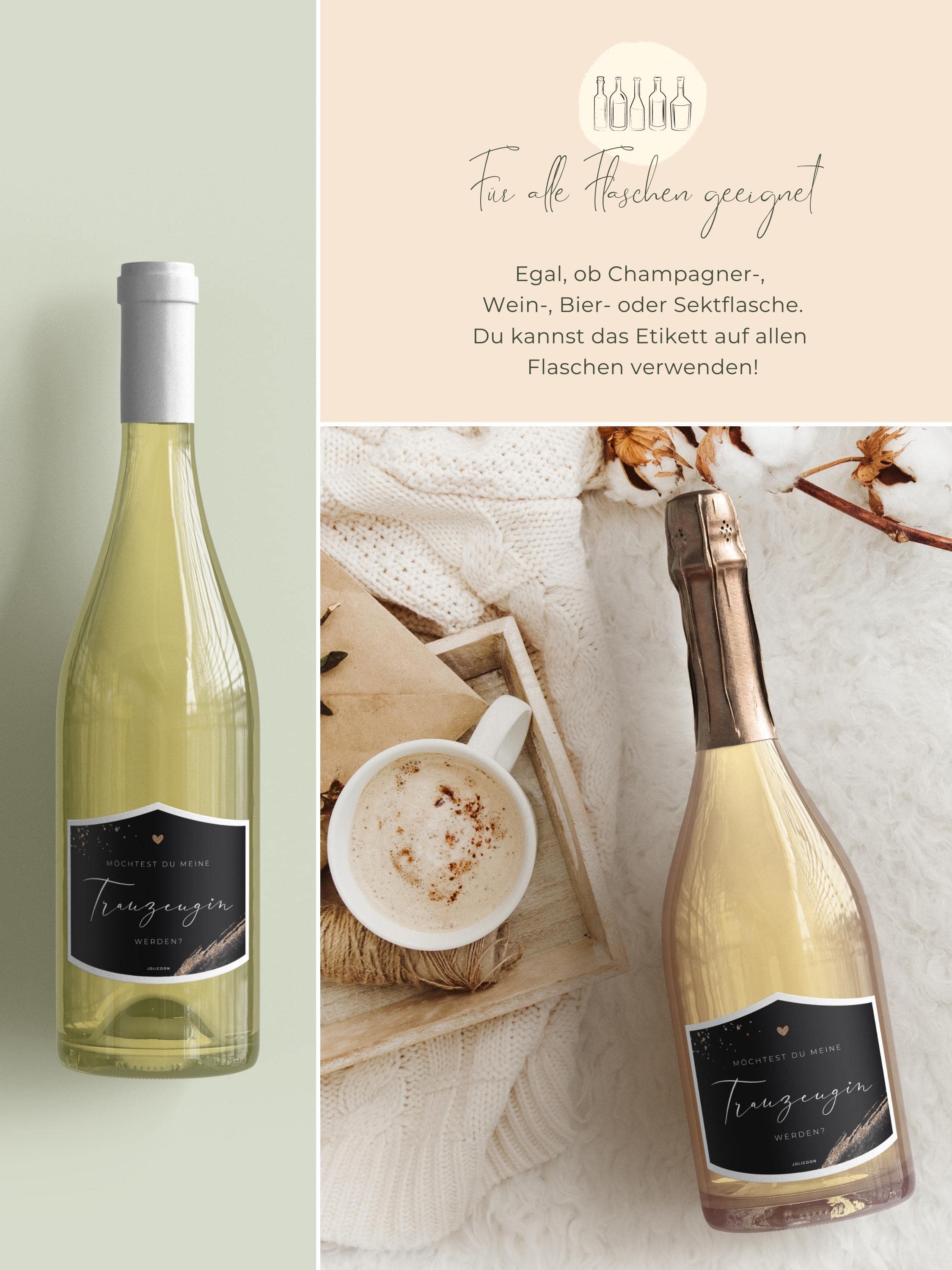 Möchtest du meine Trauzeugin werden Flaschenetikett klein - JoliCoon