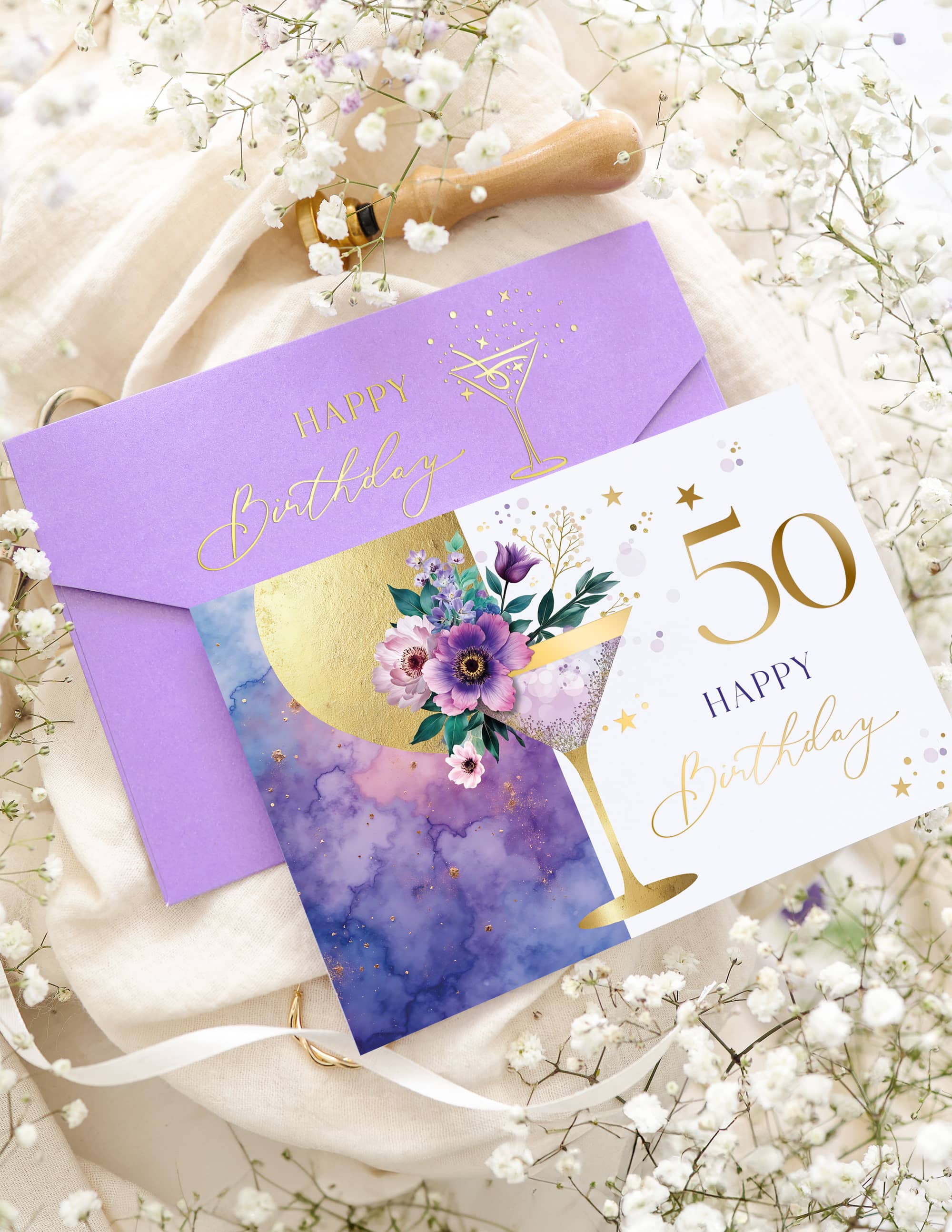 Geburtstagskarte 50 Elegant