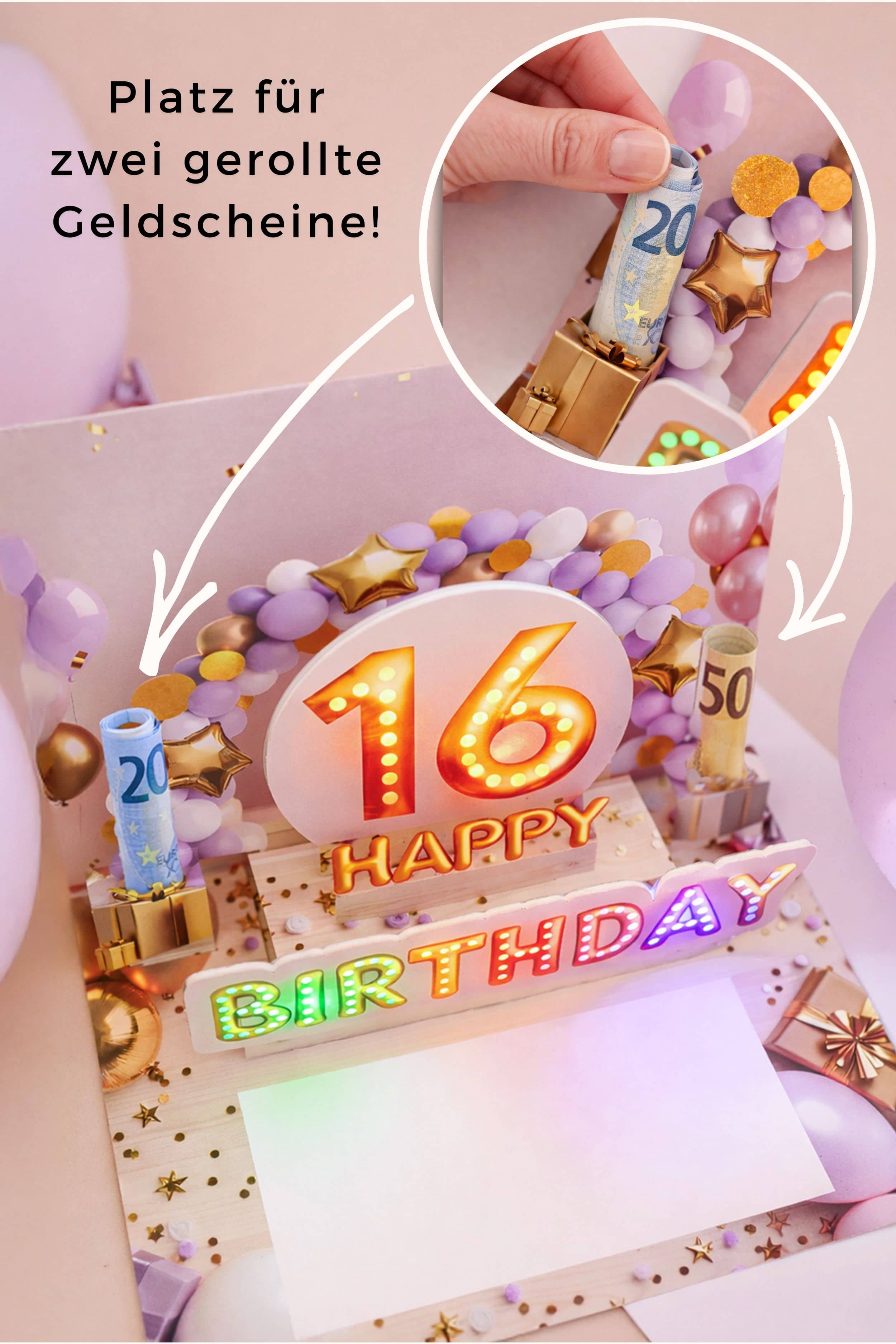 Pop up Geburtstagskarte 16 Mädchen