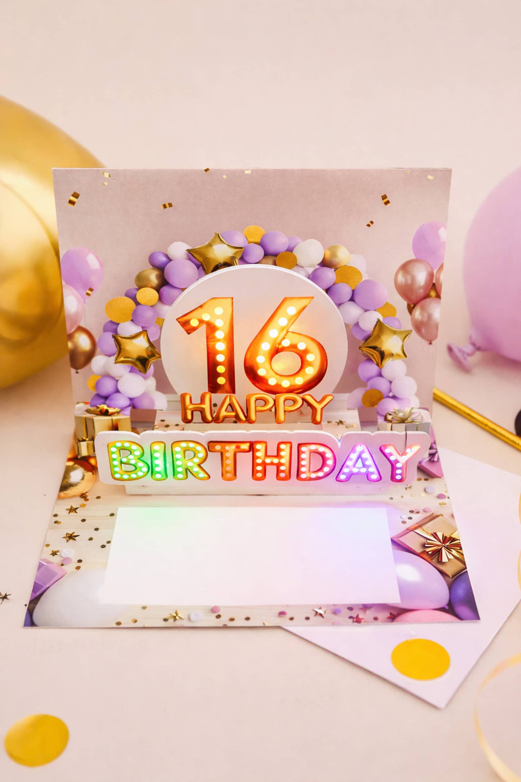 Pop up Geburtstagskarte 16 Mädchen Geschenk 3D Karte mit Musik und Licht JoliCoon