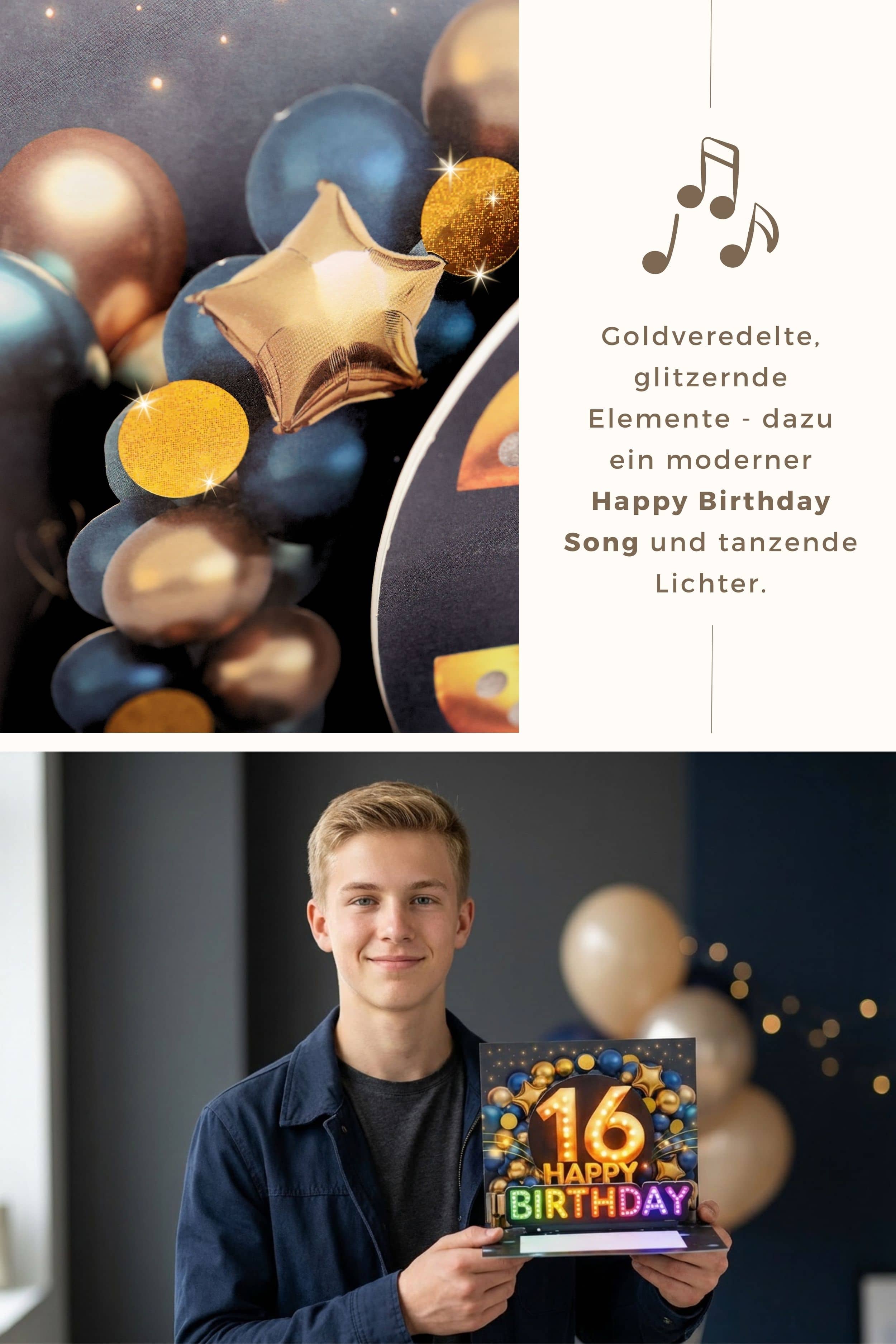 Pop up Geburtstagskarte 16 Junge