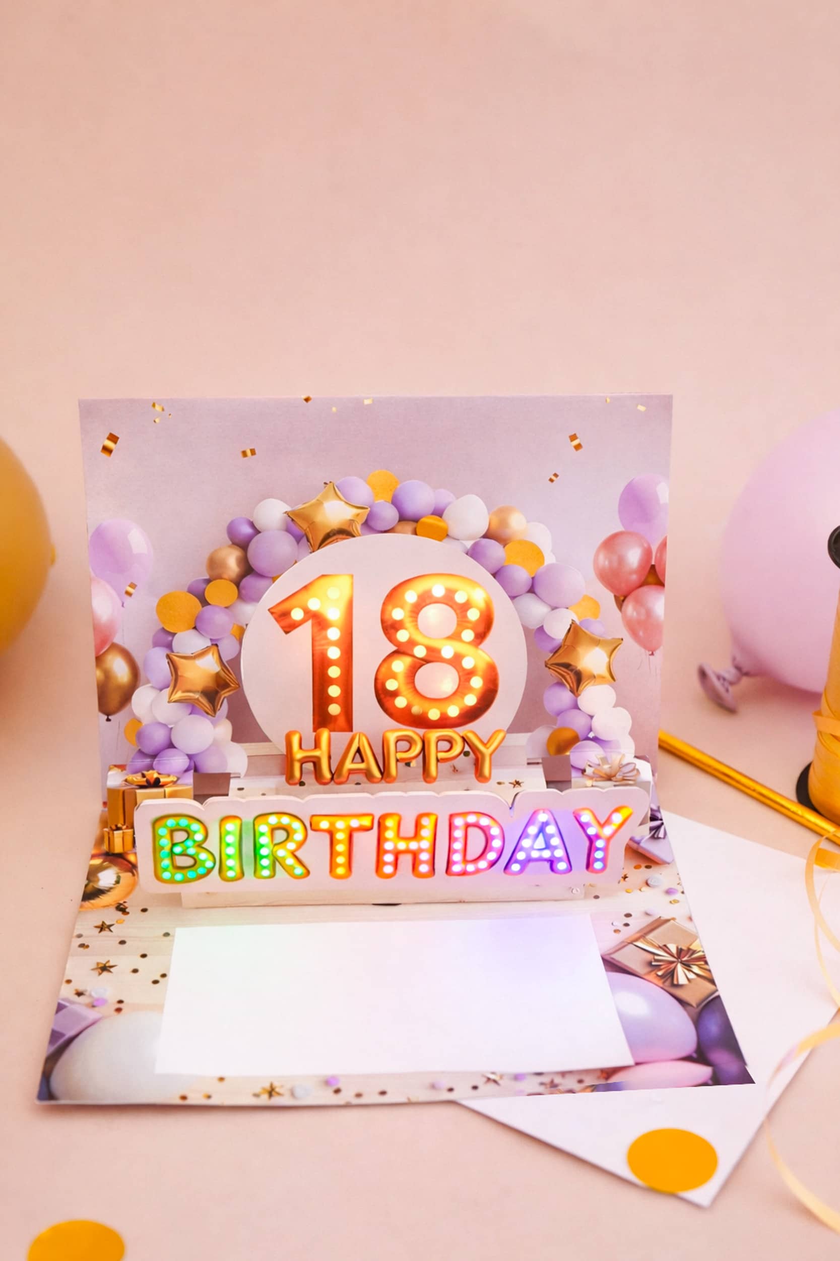 Pop up Geburtstagskarte 18 Mädchen 3D Geschenk mit Musik und Licht JoliCoon