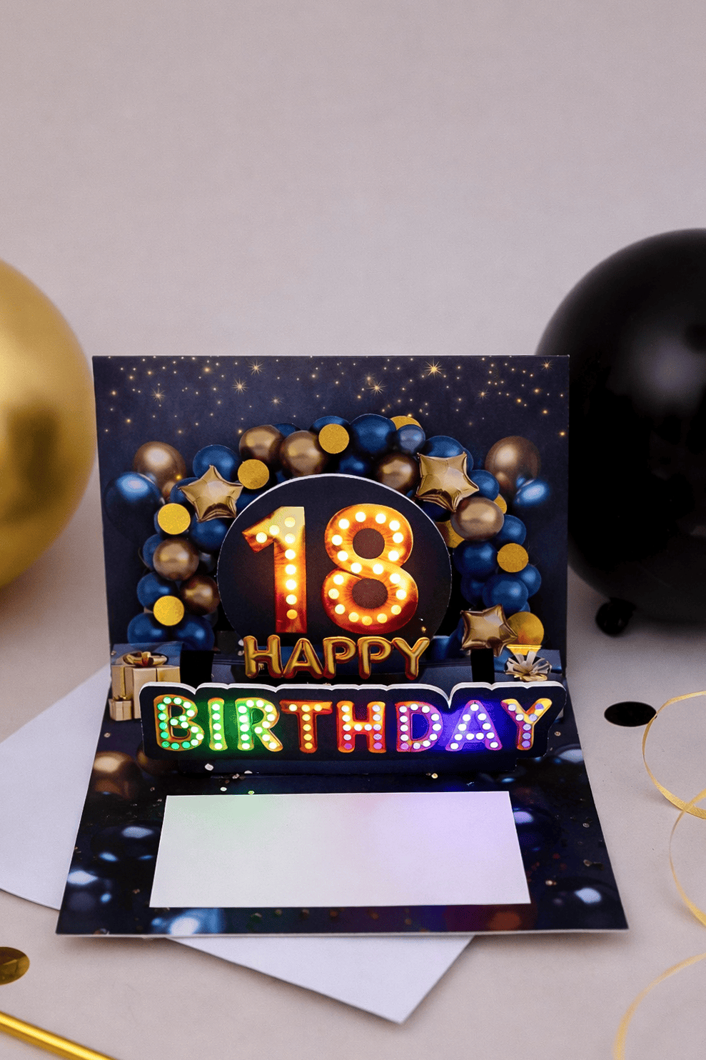 18. Geburtstag Pop up Karte 3D mit Musik und Licht Geschenk JoliCoon