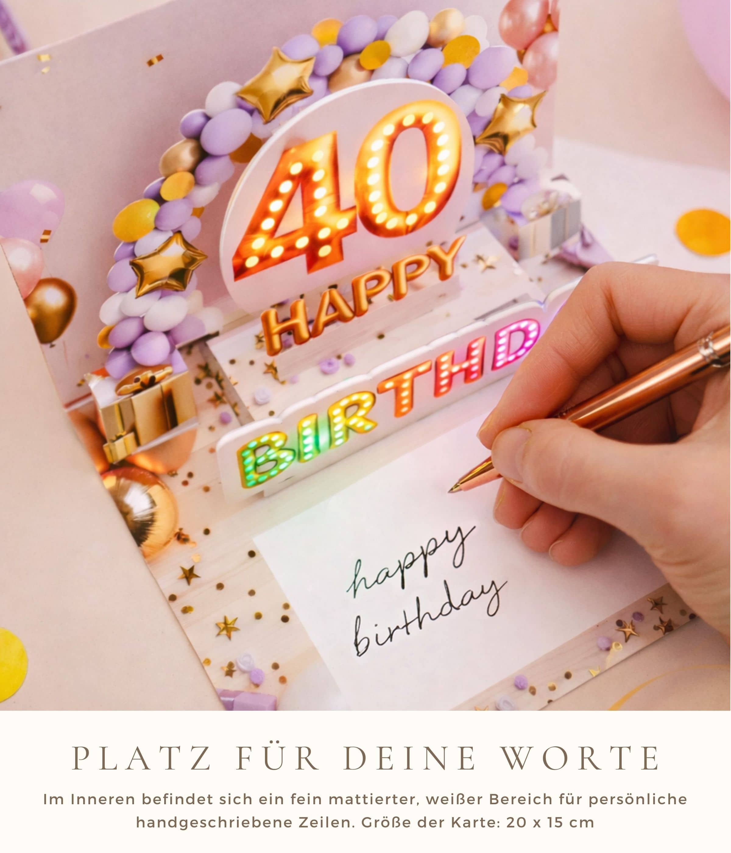 Pop up Geburtstagskarte 40 Frau