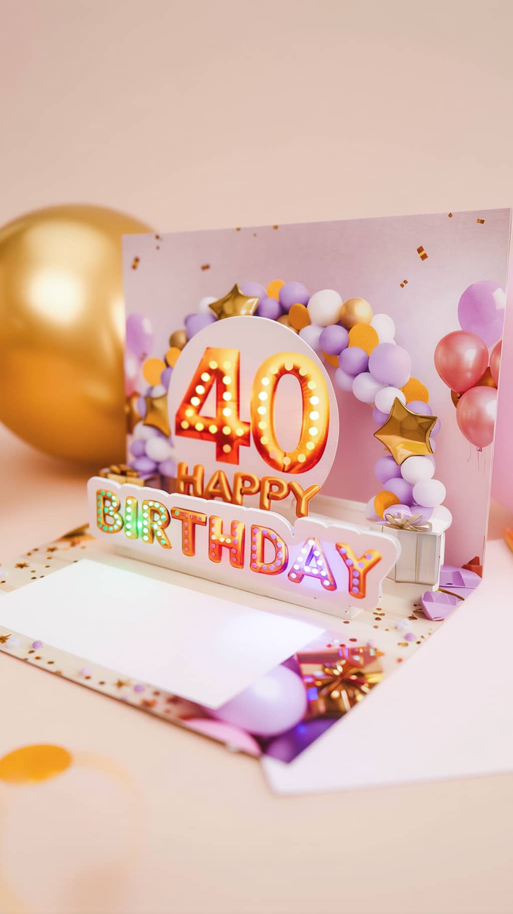 Pop up Geburtstagskarte 40 Frau Geschenk 3D Karte mit Musik und Licht JoliCoon
