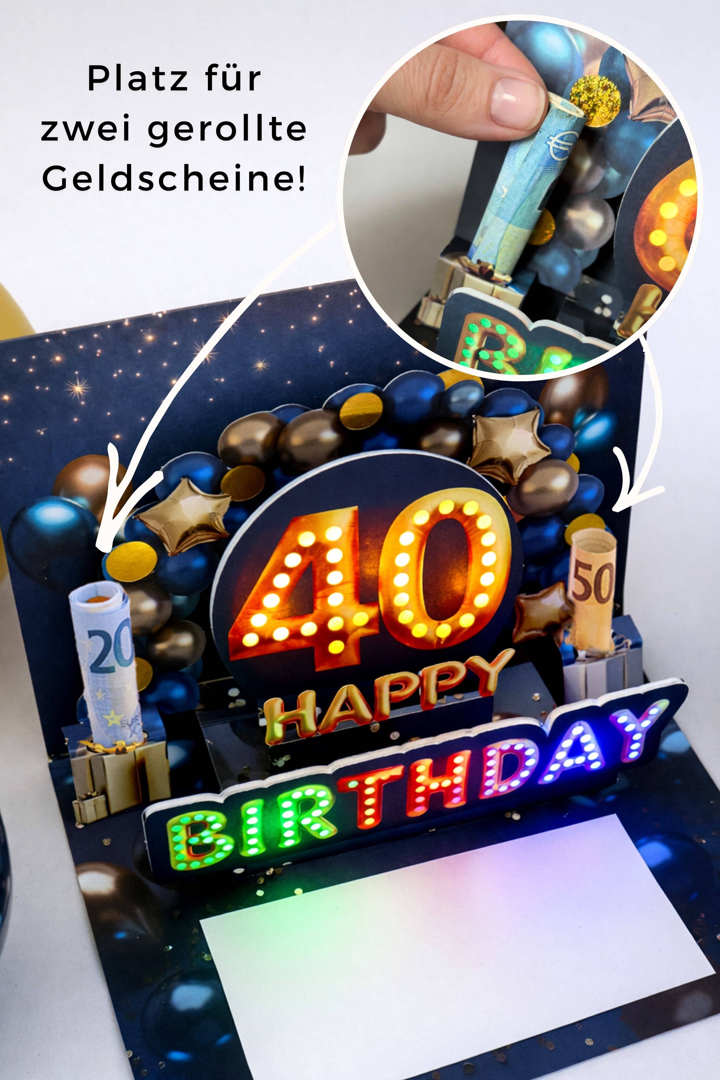 Pop up Geburtstagskarte 40 Mann