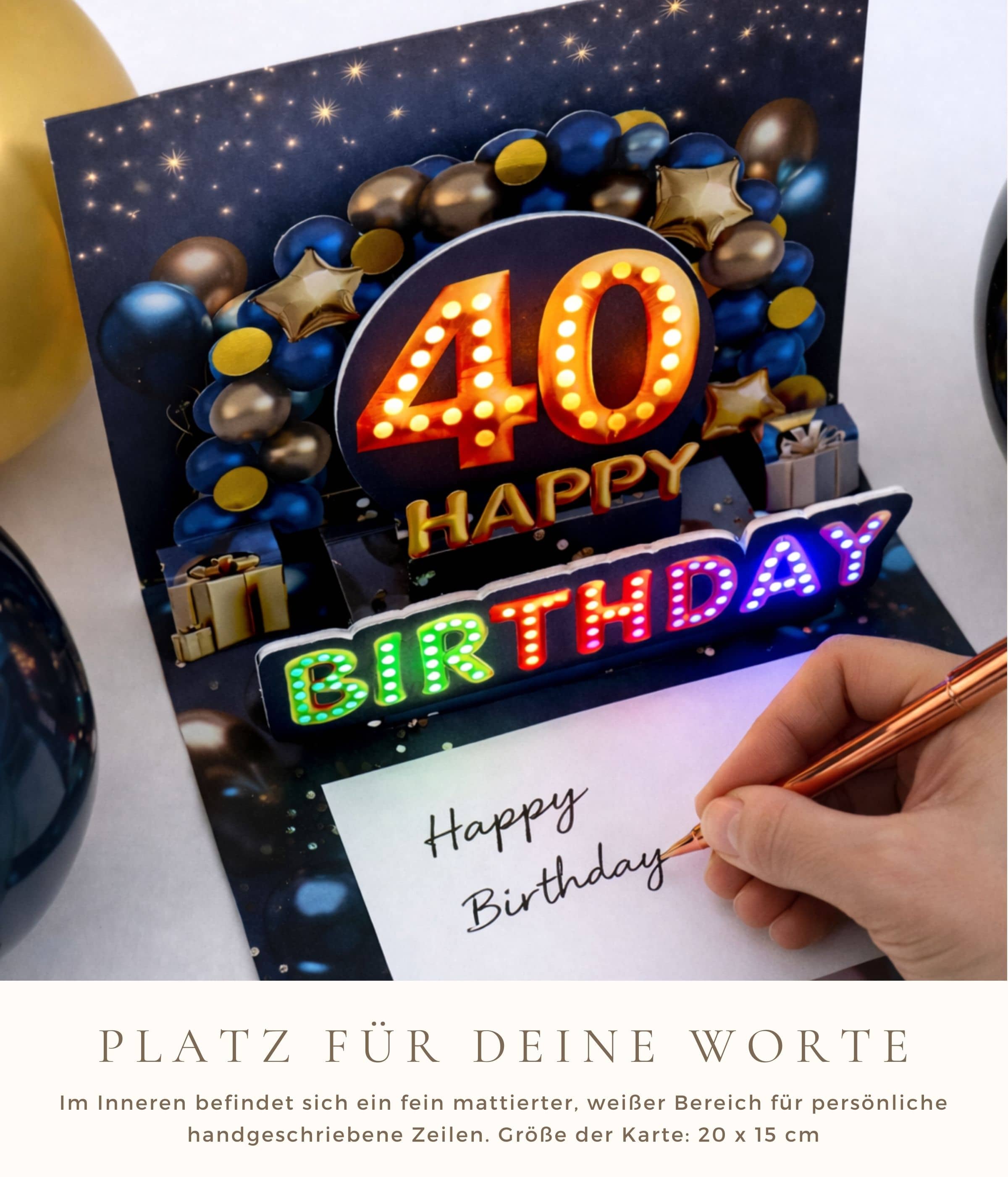 Pop up Geburtstagskarte 40 Mann
