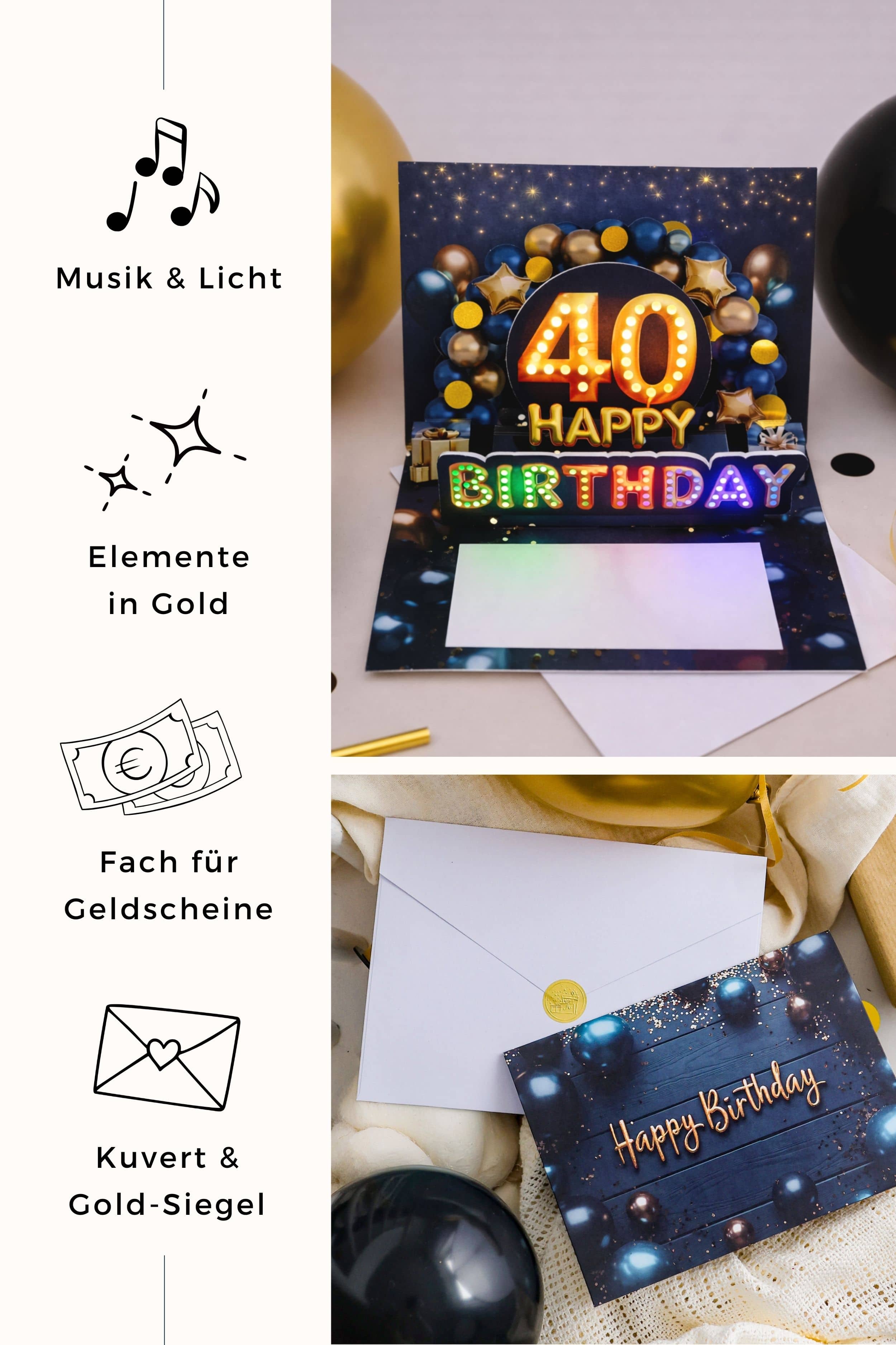 Pop up Geburtstagskarte 40 Mann