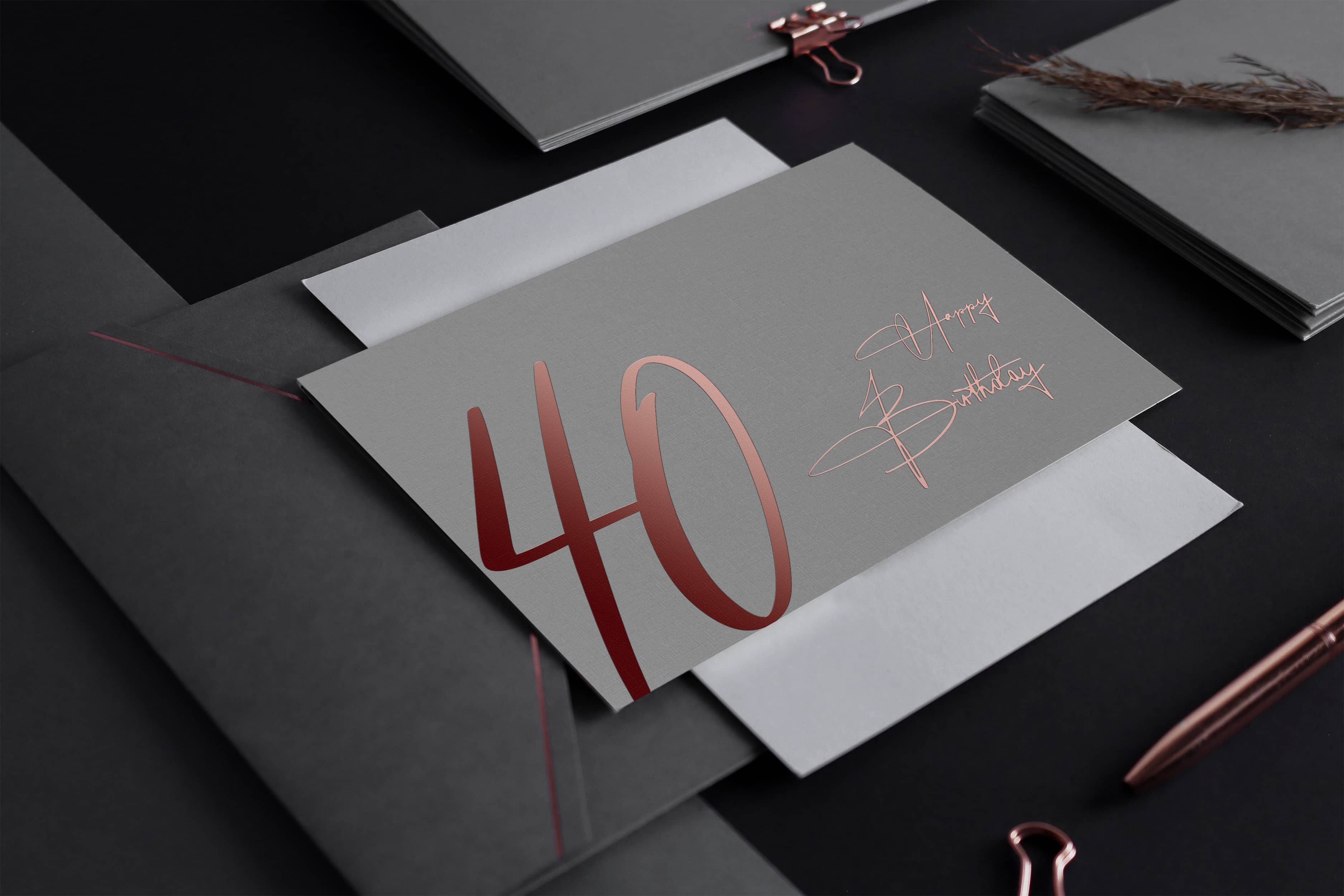 40 Geburtstagskarte 40 Happy Birthday Karte mit Kuvert und Wachssiegel JoliCoon