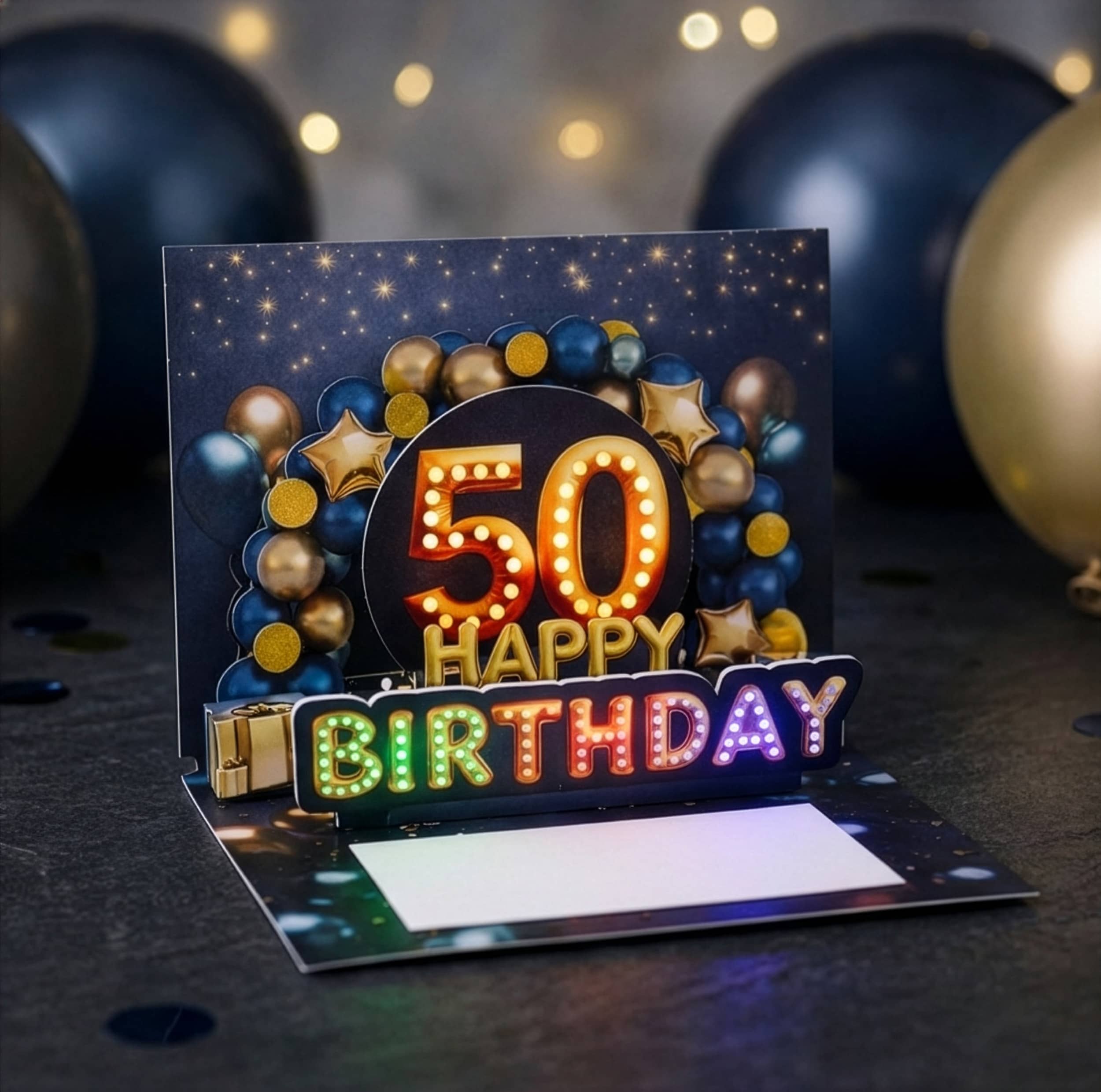 Pop up Geburtstagskarte 50 Mann Geschenk 3D Karte mit Musik und Licht JoliCoon