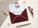 50th Birthday card red with wax seal