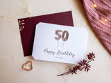 50th Birthday card red with wax seal