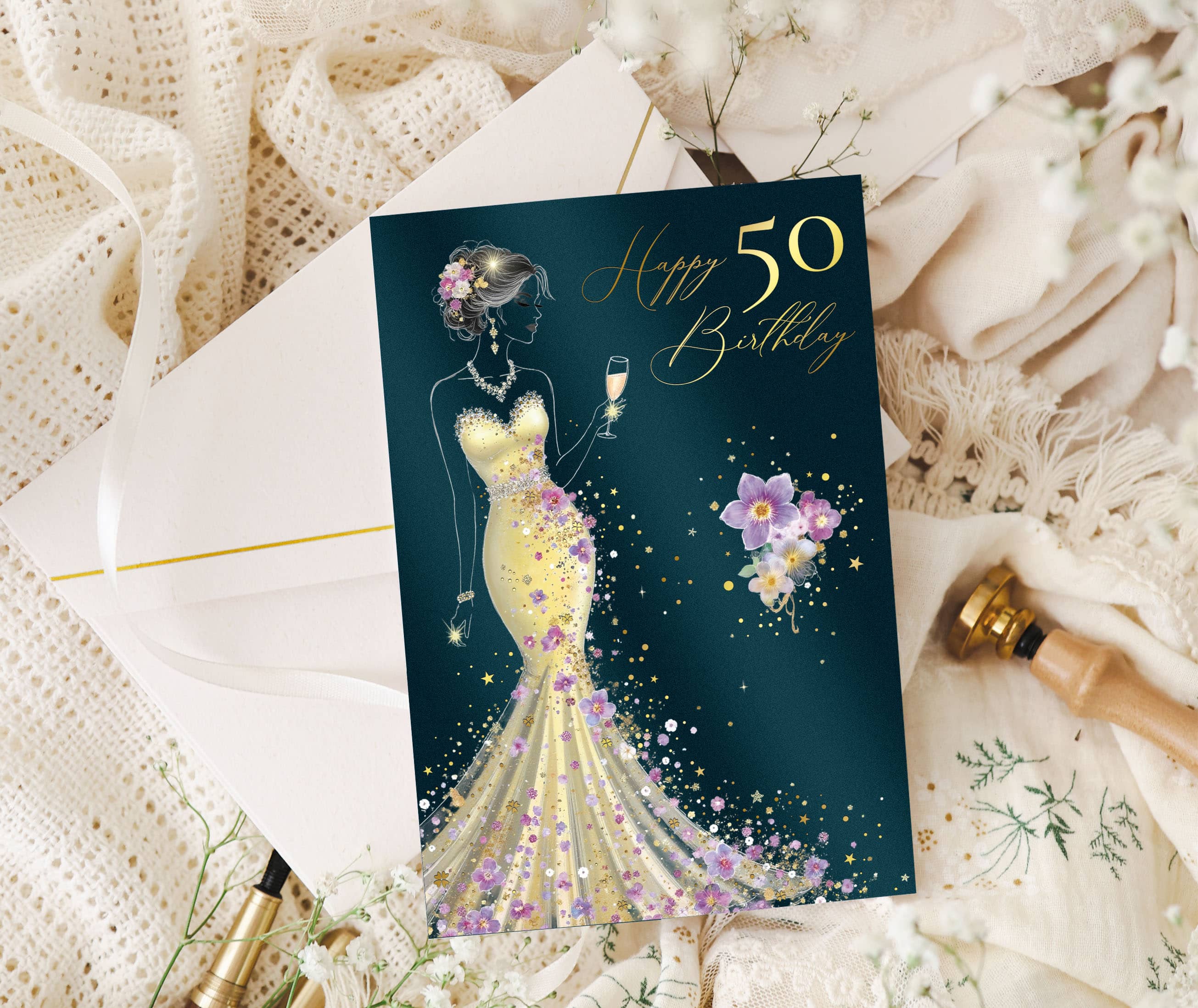 Geburtstagskarte STARDUST Lady 50