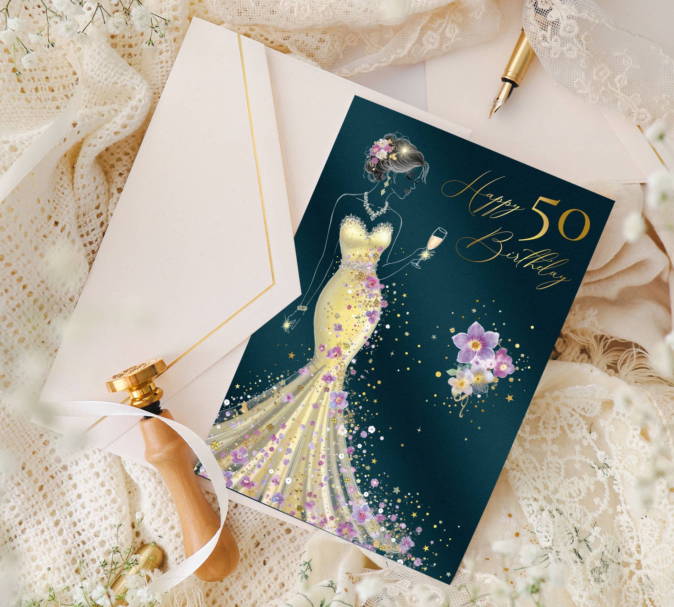 Geburtstagskarte STARDUST Lady 50
