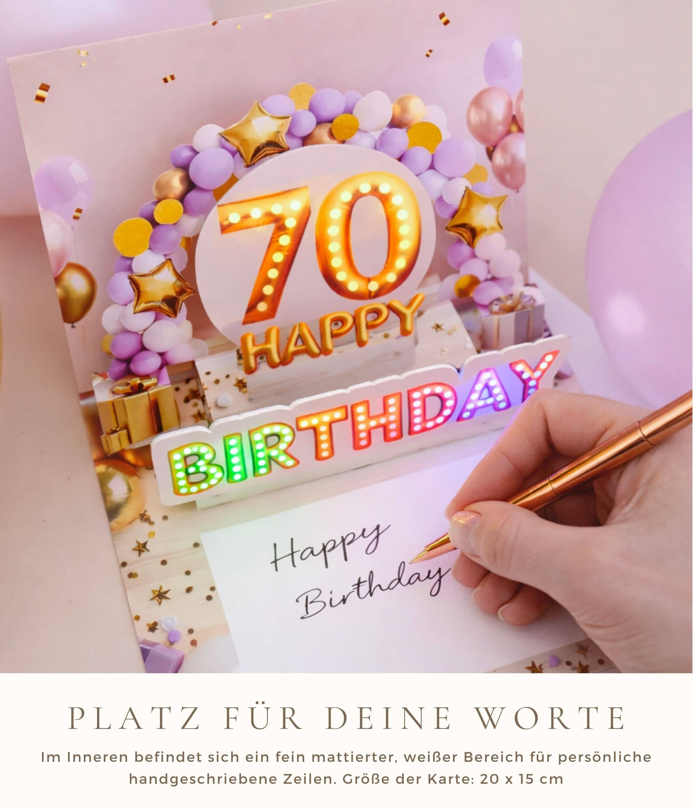 Pop up Geburtstagskarte 70 Frau