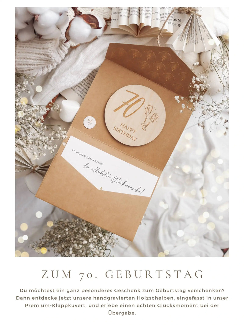 Happy Birthday 70 Holzkarte - Geburtstagskarte 70