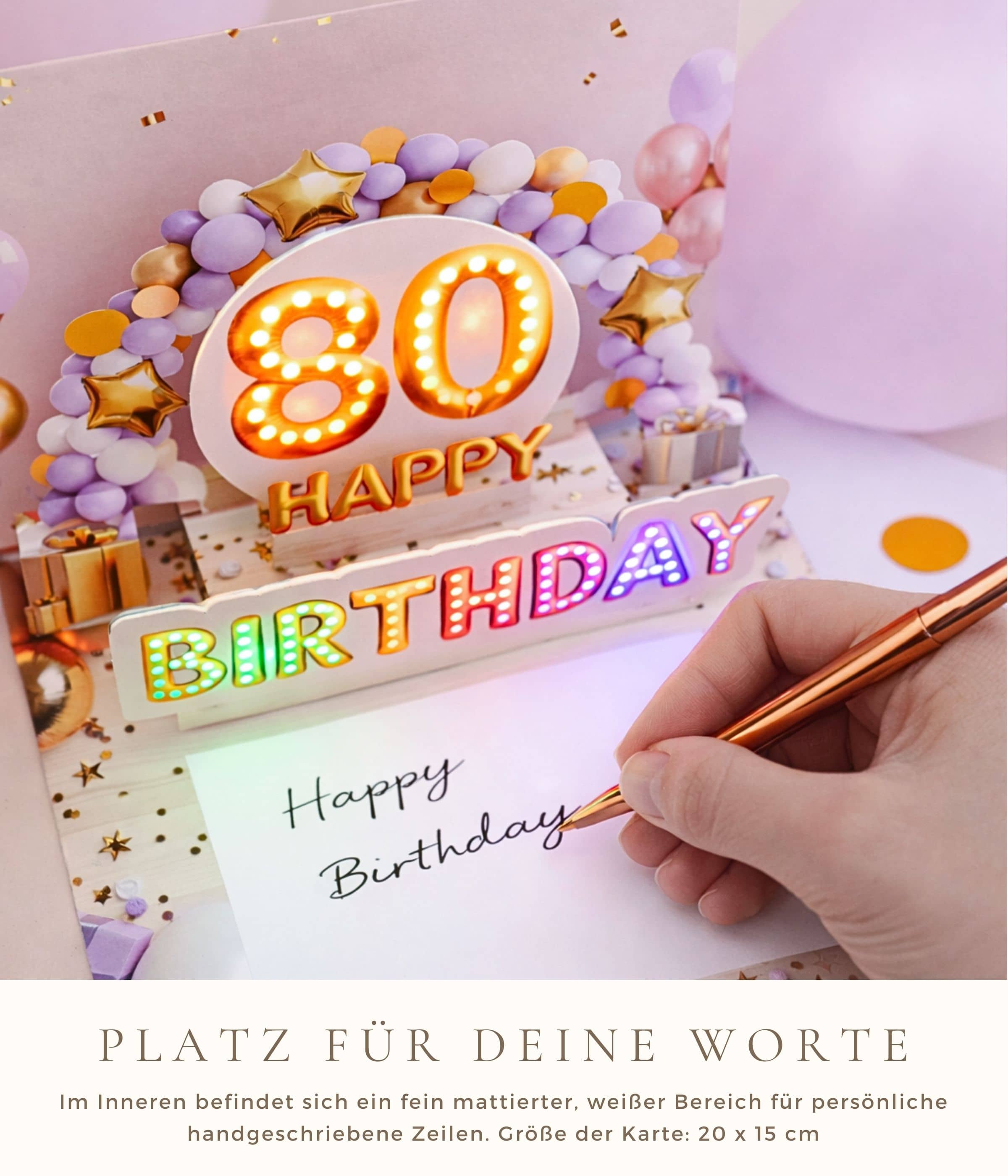 Pop up Geburtstagskarte 80 Frau