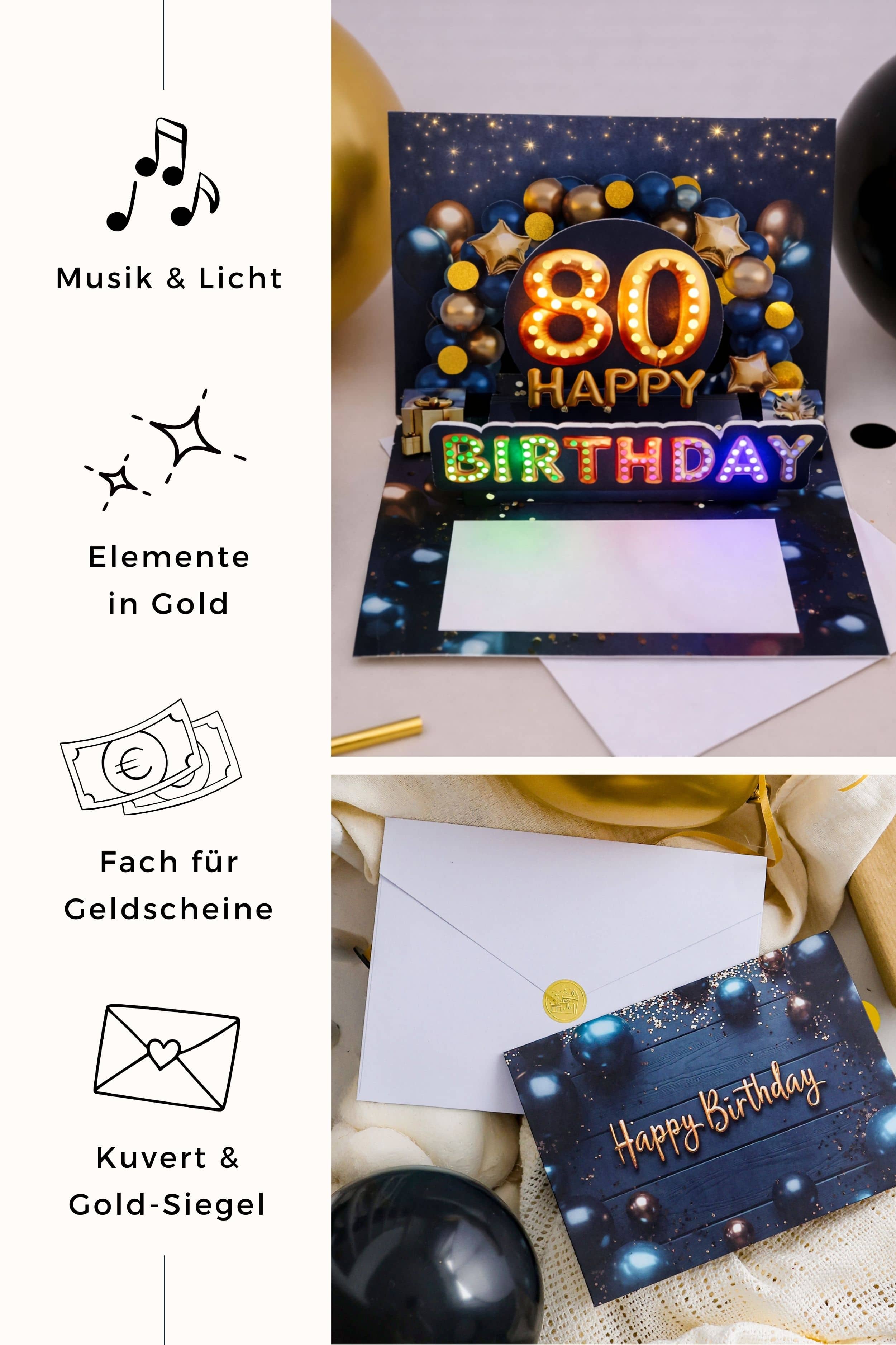 Pop up Geburtstagskarte 80 Mann